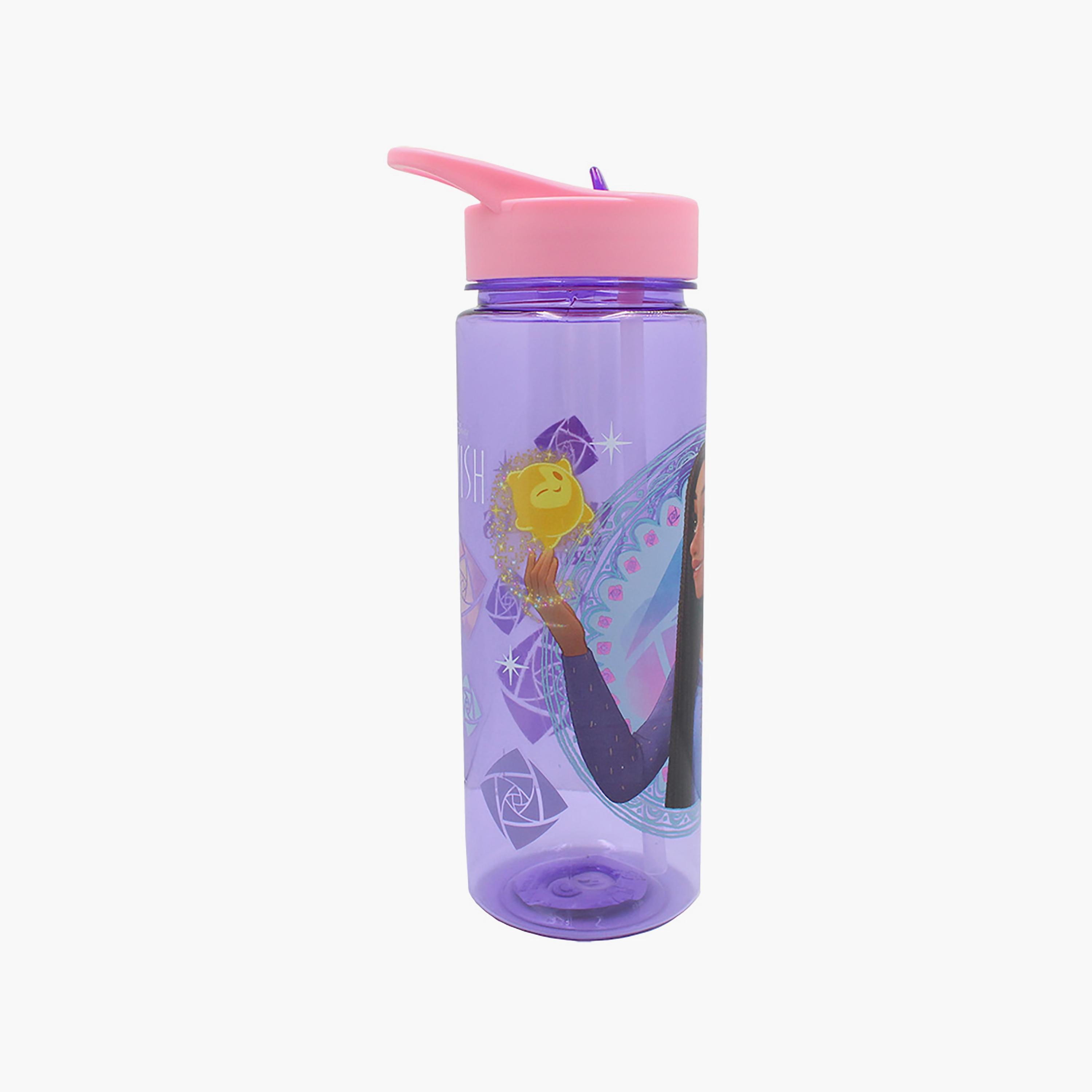 زجاجة مياه متينة ومضادة للانسكاب مع مقبض بطبعة ويش - أرجواني - 650 مل-school-waterbottles-image-3