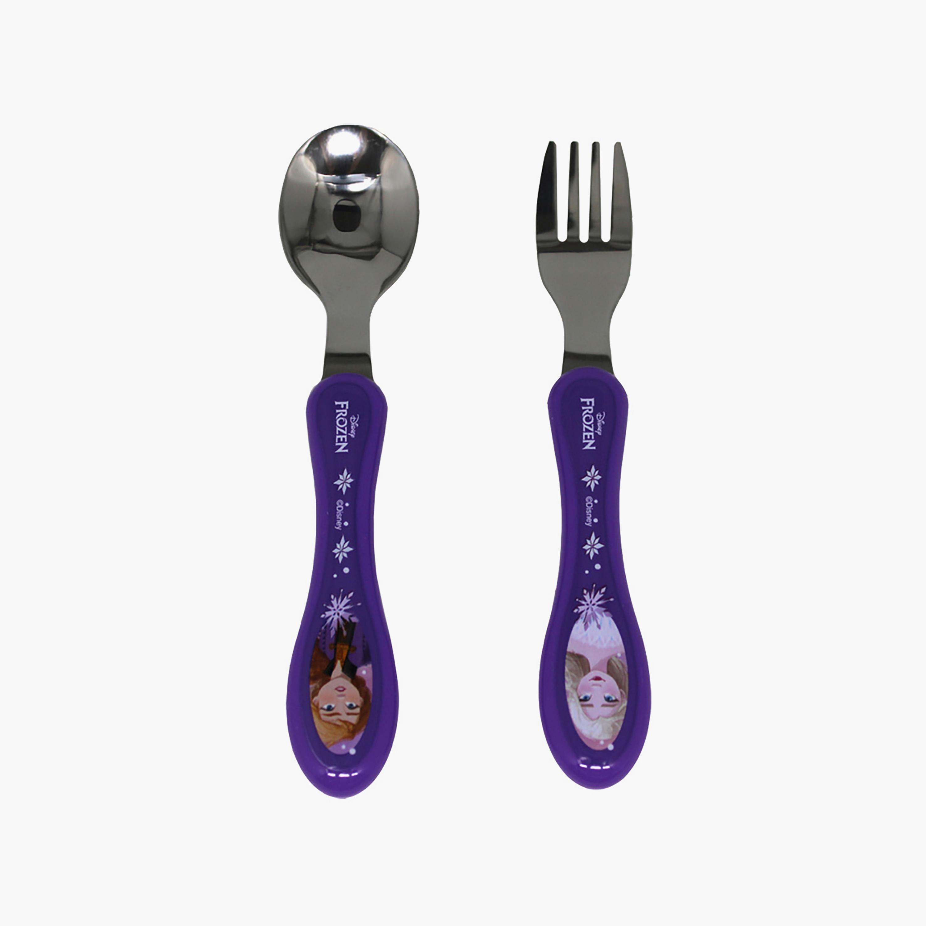 Disney 2-Piece Frozen Printed Stainless Steel Mealtime Magic Spoon & Fork Cutlery Set-baby-feeding-mealtimeessentials-image-1