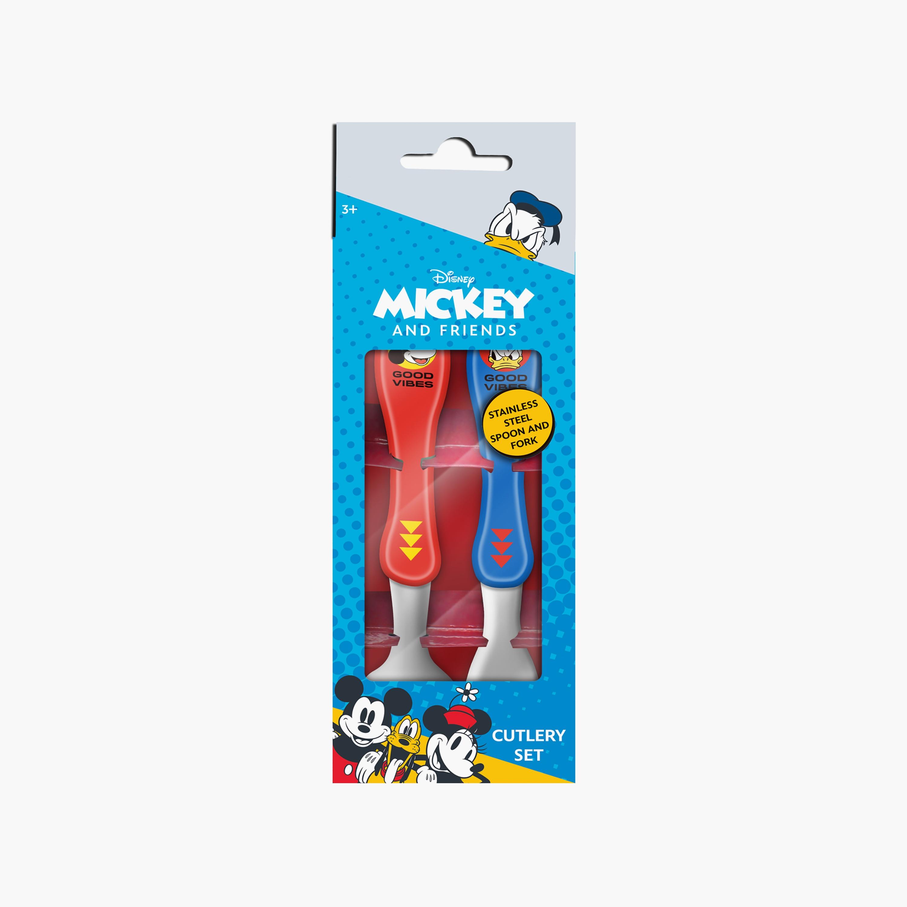 Disney 2-Piece Mickey Mouse Printed Stainless Steel Mealtime Magic Spoon & Fork Cutlery Set-baby-feeding-mealtimeessentials-image-2