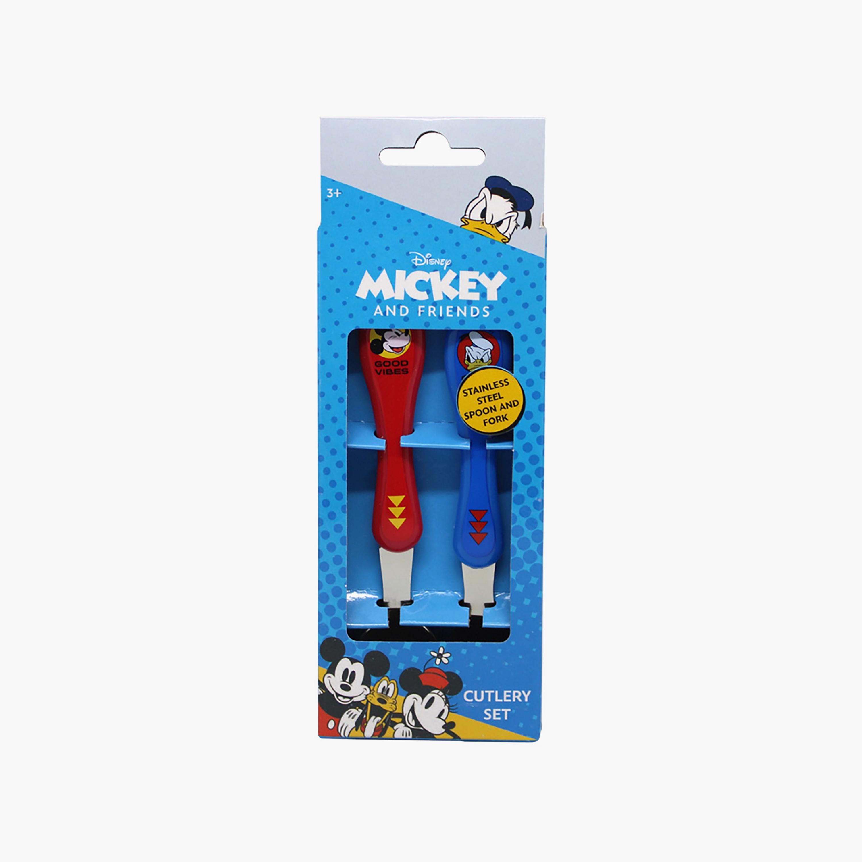 Disney 2-Piece Mickey Mouse Printed Stainless Steel Mealtime Magic Spoon & Fork Cutlery Set-baby-feeding-mealtimeessentials-image-3