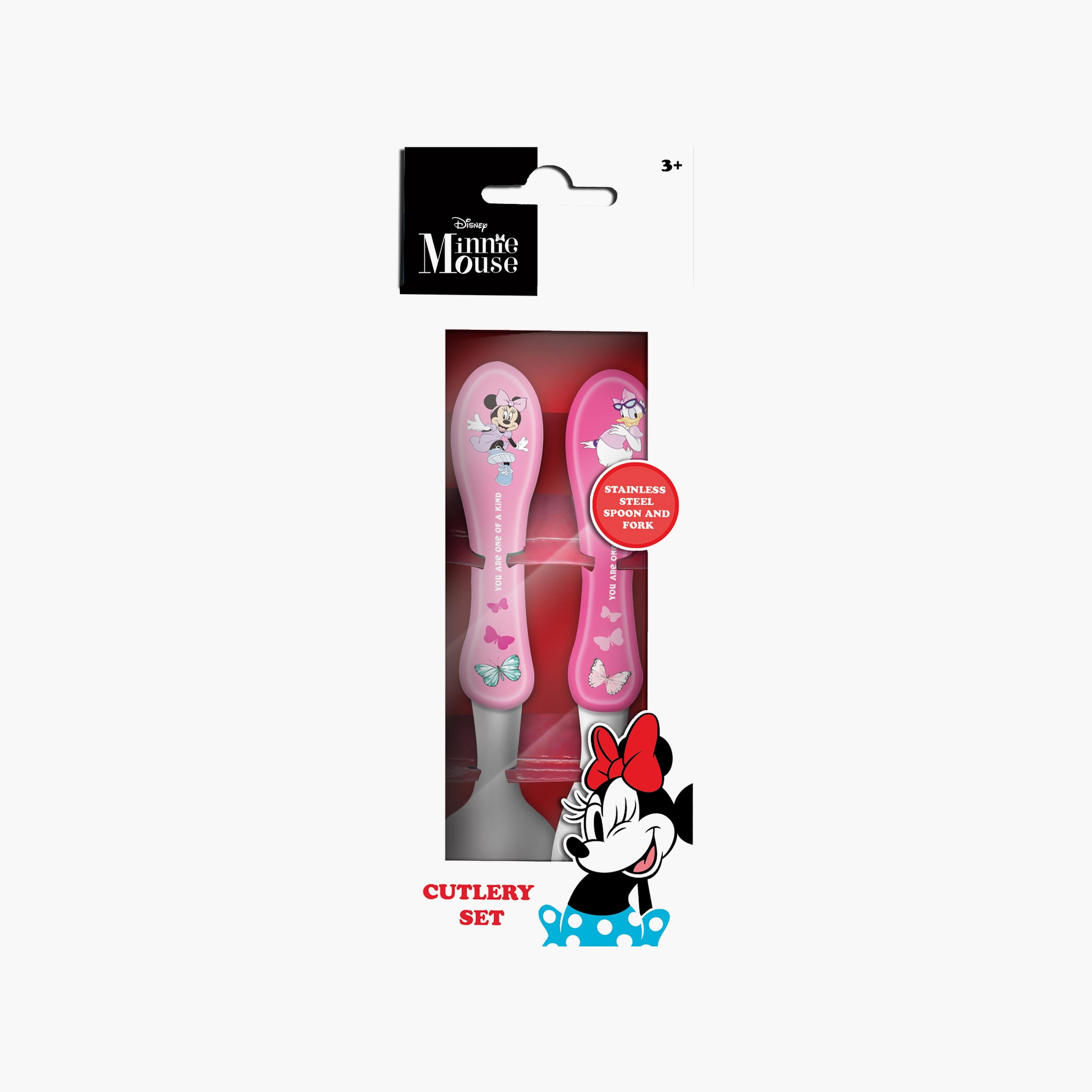 Disney 2-Piece Minnie Mouse Printed Stainless Steel Mealtime Magic Spoon & Fork Cutlery Set-baby-feeding-mealtimeessentials-image-2