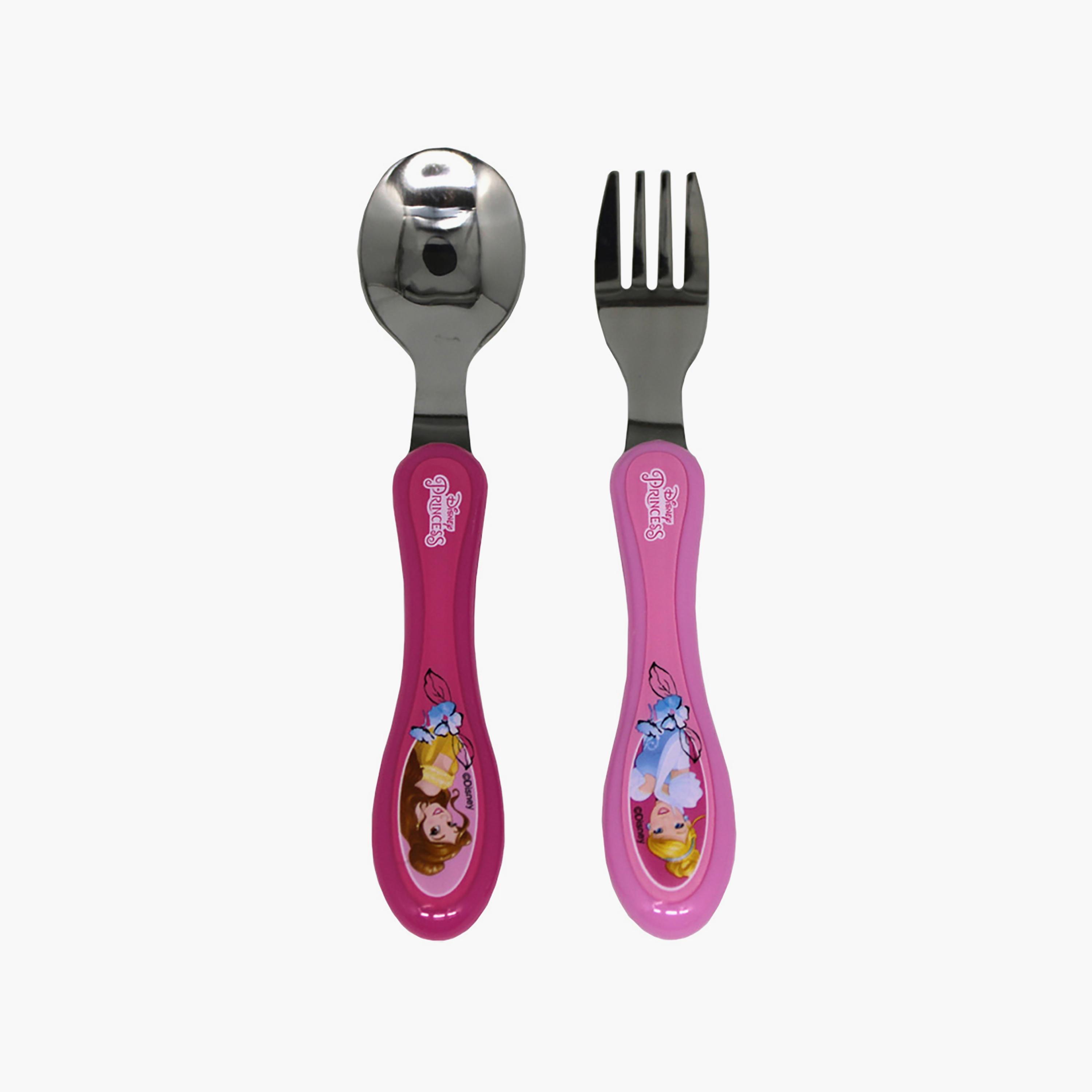 Disney 2-Piece Princess Printed Stainless Steel Mealtime Magic Spoon & Fork Cutlery Set-baby-feeding-mealtimeessentials-image-1