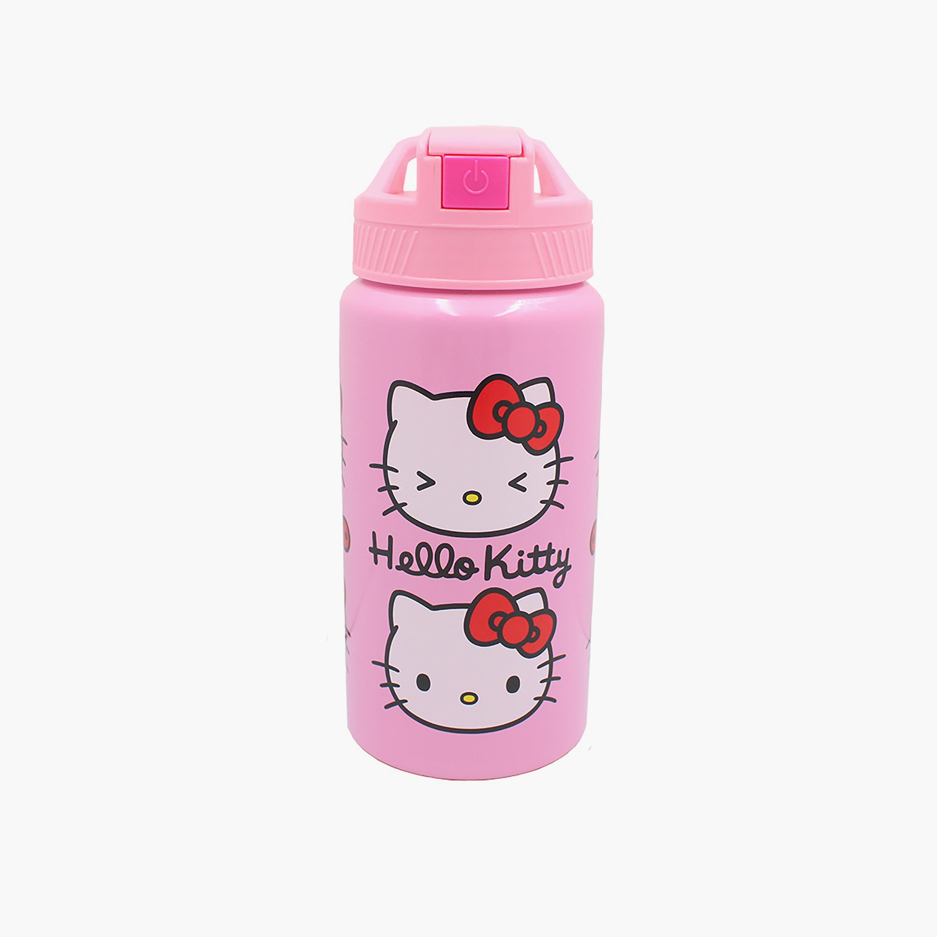 زجاجة مياه من الألومنيوم بطبعة هالو كيتي - وردي - 500 مل-school-waterbottles-image-1