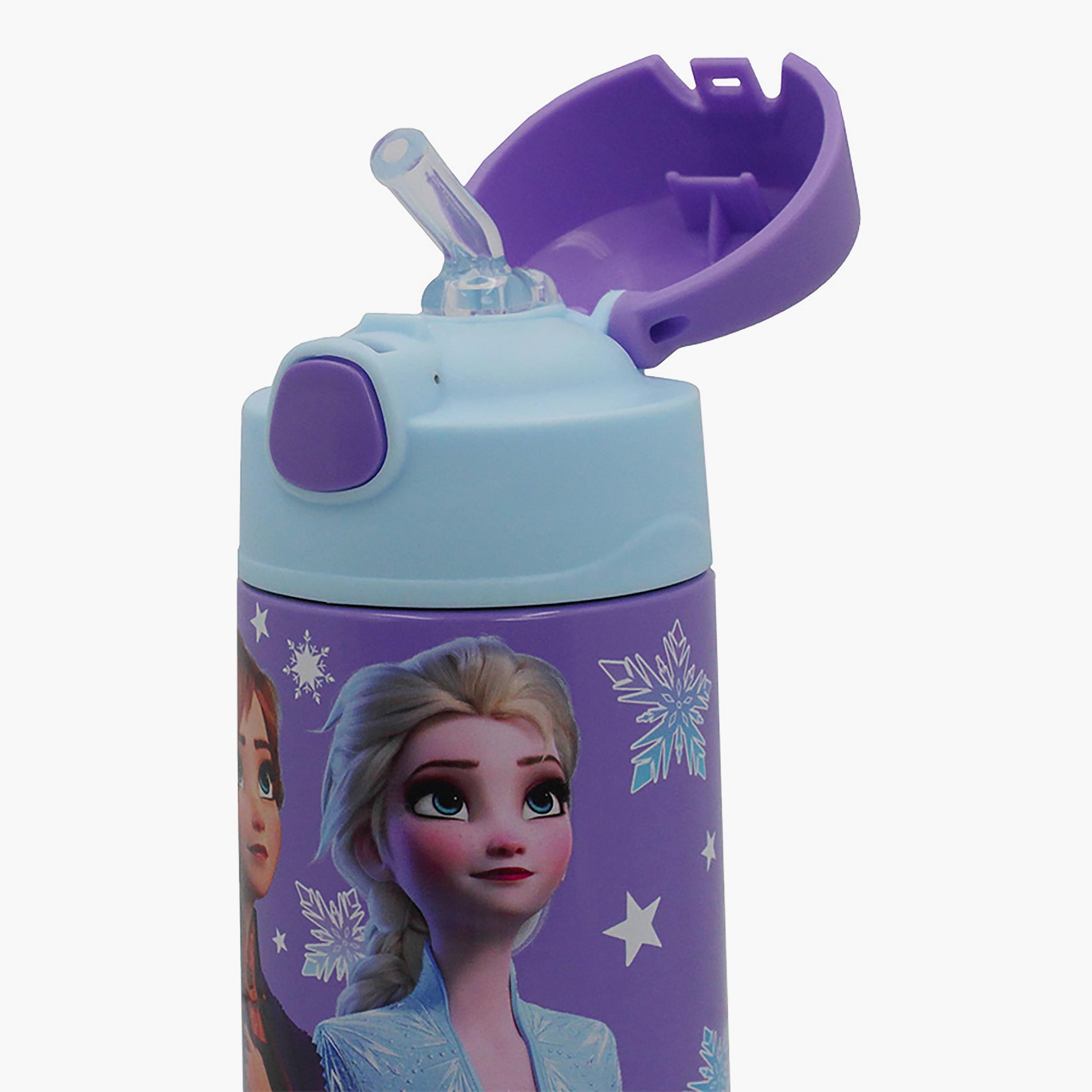 زجاجة مياه ستانلس ستيل مع ماصة بطبعة ديزني فروزن - أرجواني - 350 مل-school-waterbottles-image-3