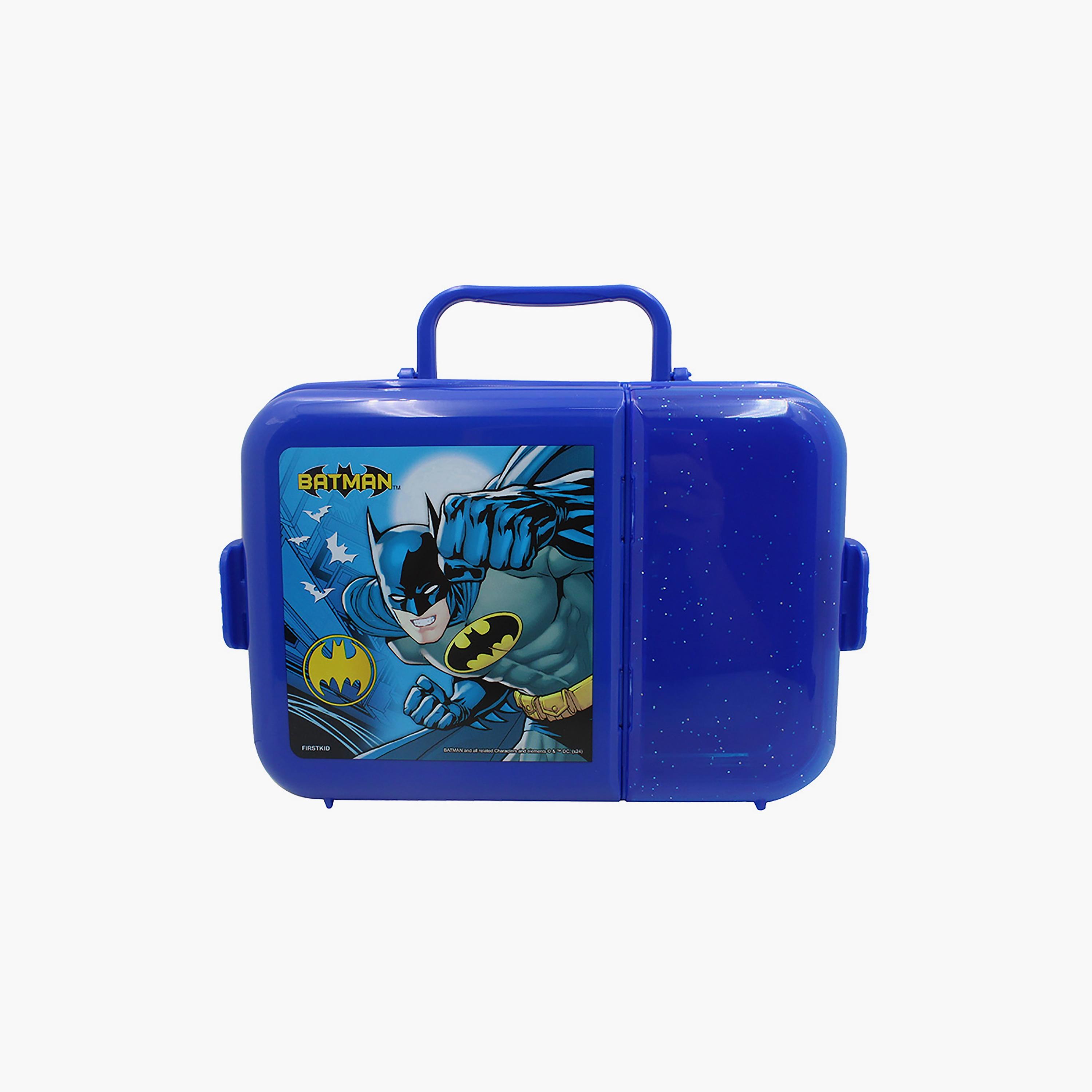 Batman Printed 2 Compartment Lunch Box with Side Lock & Top Handle - Blue-school-lunchessentials-lunchboxes-image-1