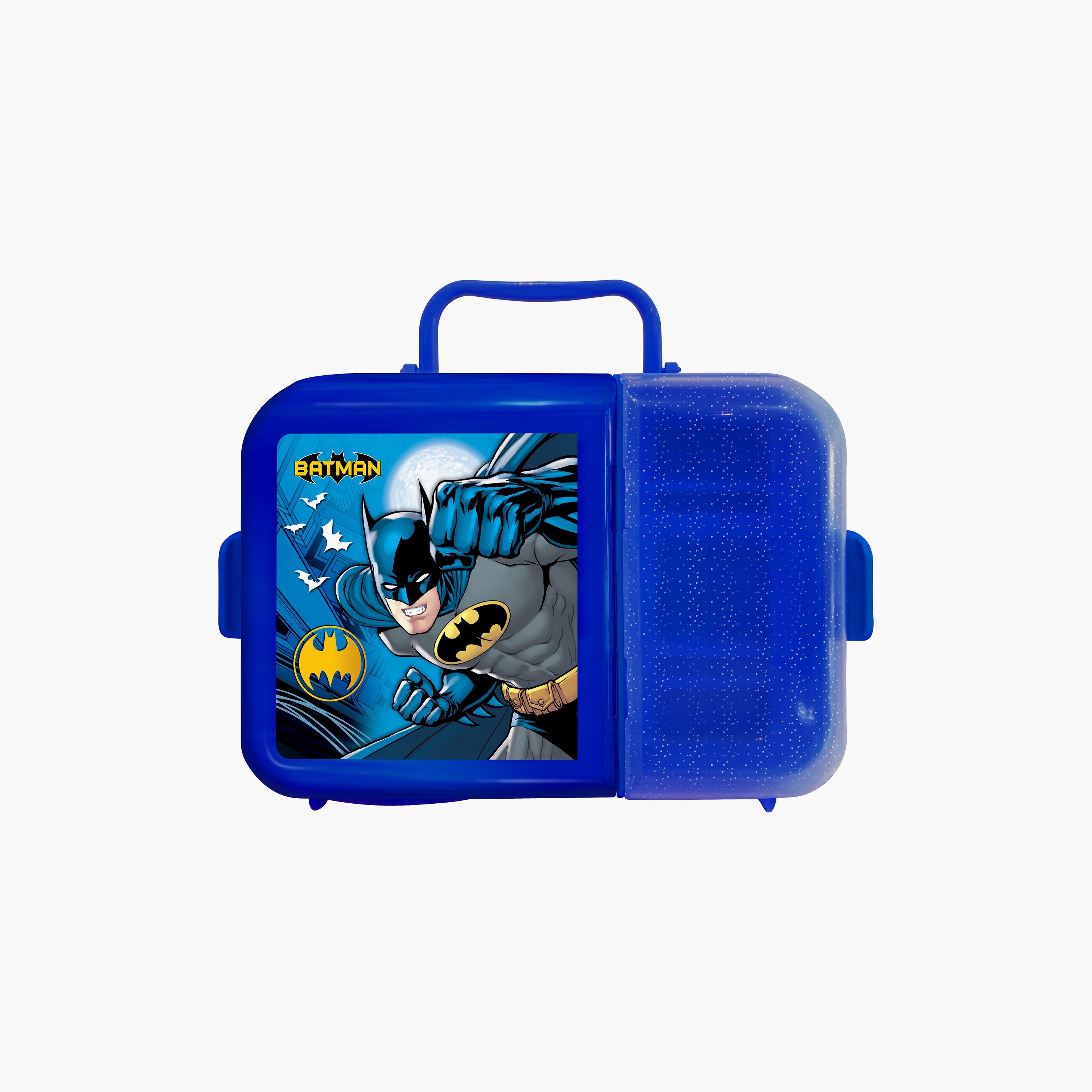 Batman Printed 2 Compartment Lunch Box with Side Lock & Top Handle - Blue-school-lunchessentials-lunchboxes-image-2
