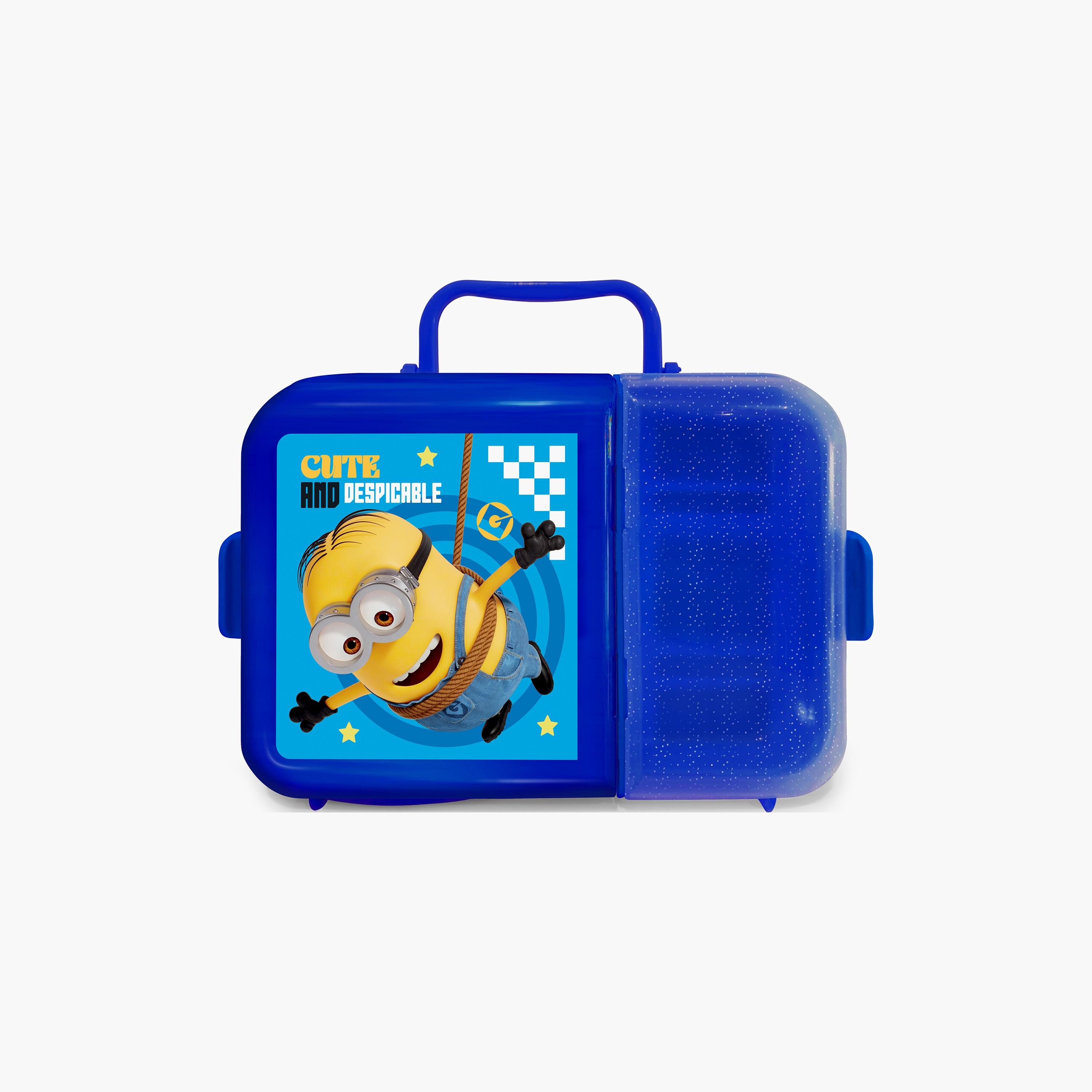 Despicable Me Printed 2-Compartment Lunch Box with Side Lock - Blue-school-lunchessentials-lunchboxes-image-2