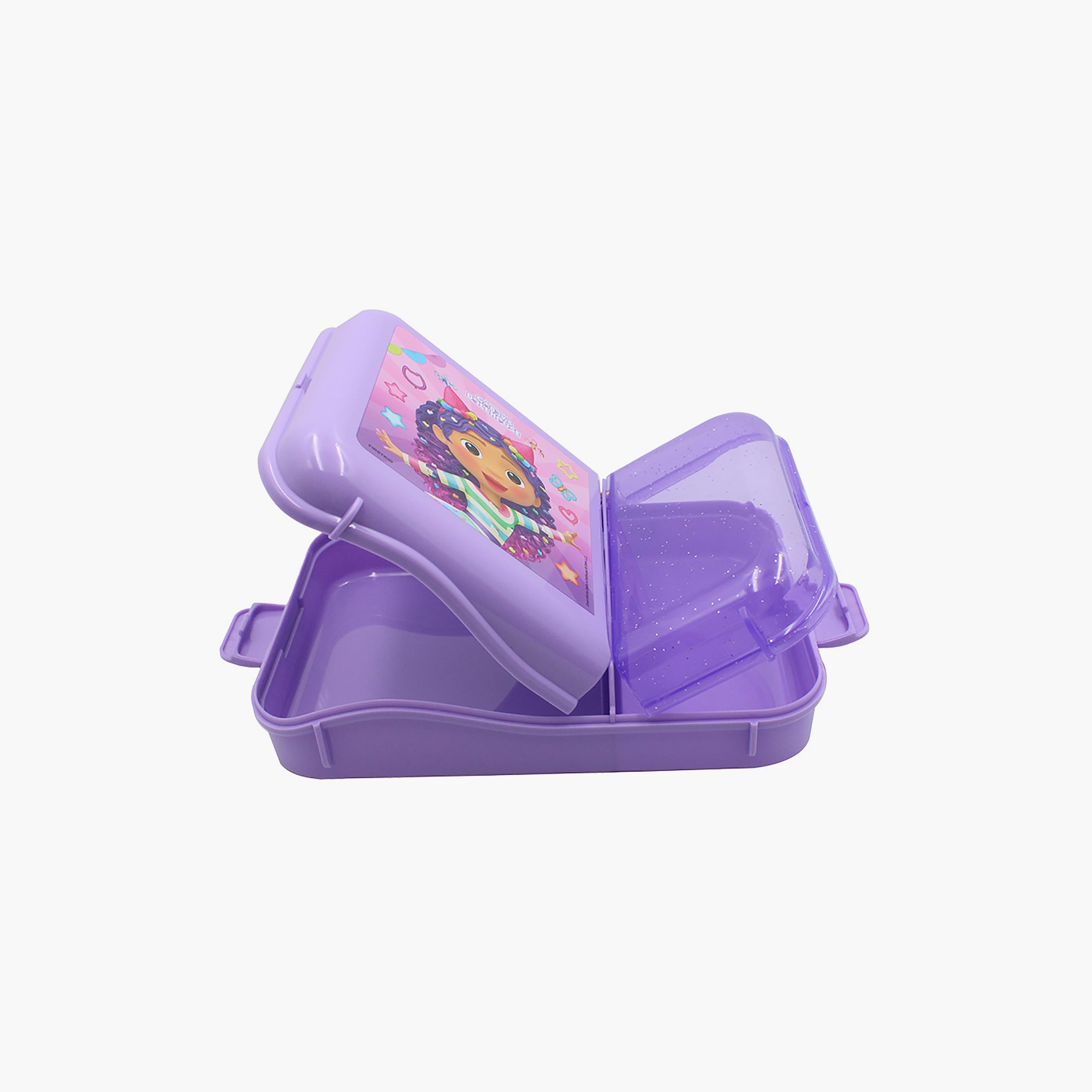 صندوق غداء بقسمين مع قفل جانبي بطبعة جابيز دول هاوس، - أرجواني-school-lunchessentials-lunchboxes-image-3