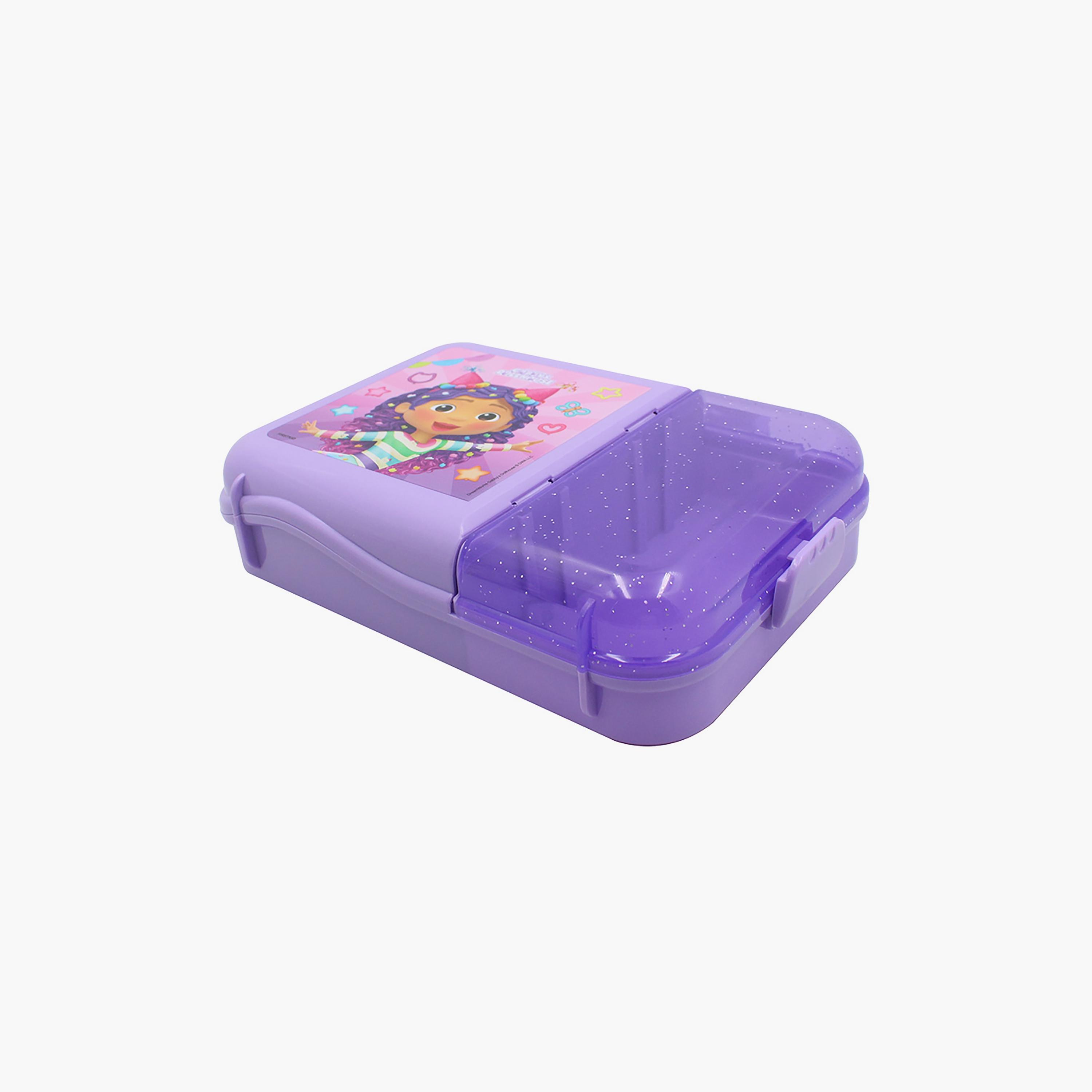 صندوق غداء بقسمين مع قفل جانبي بطبعة جابيز دول هاوس، - أرجواني-school-lunchessentials-lunchboxes-image-4