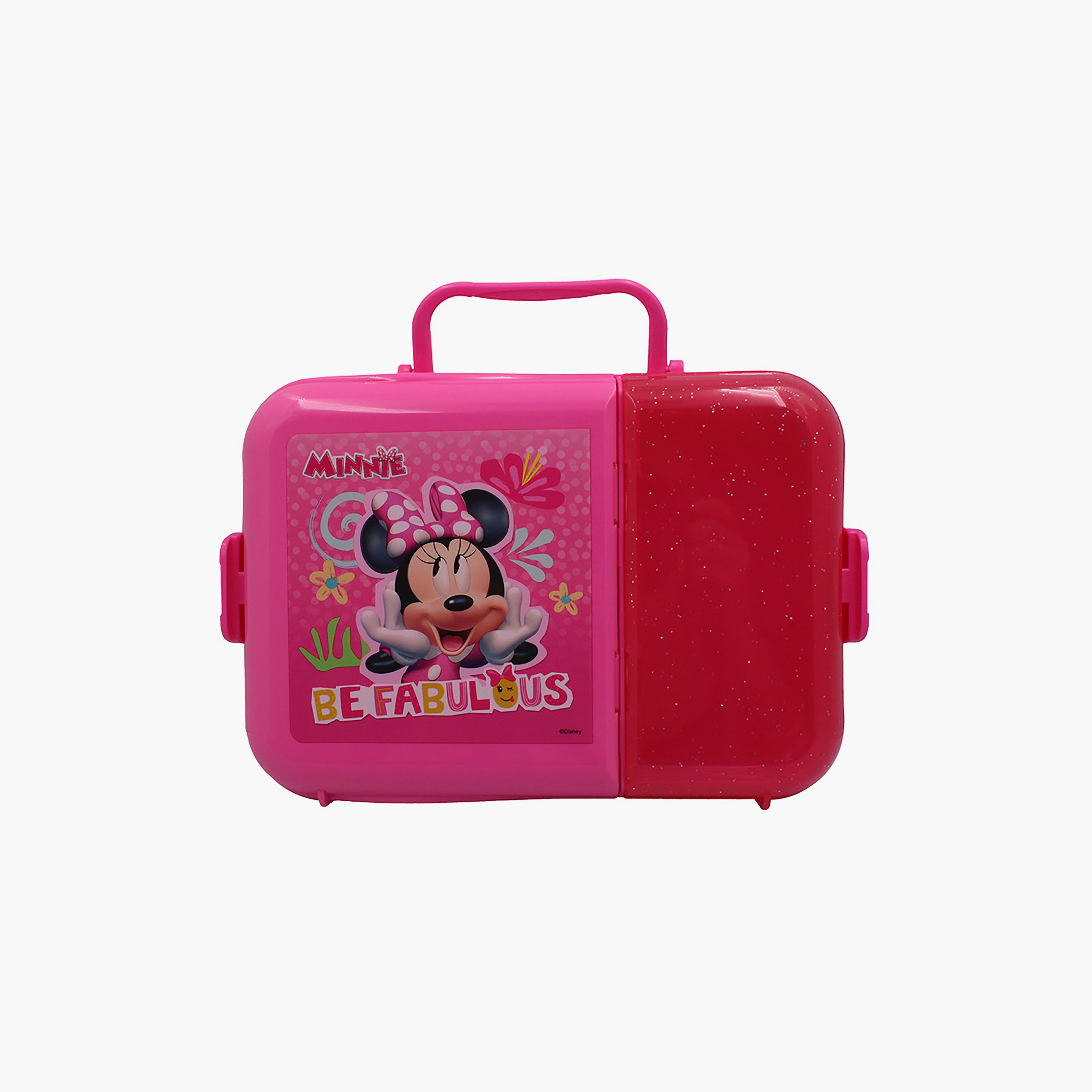 Disney Minnie Mouse Printed 2-Compartment Lunch Box with Side Lock - Pink-school-lunchessentials-lunchboxes-image-1