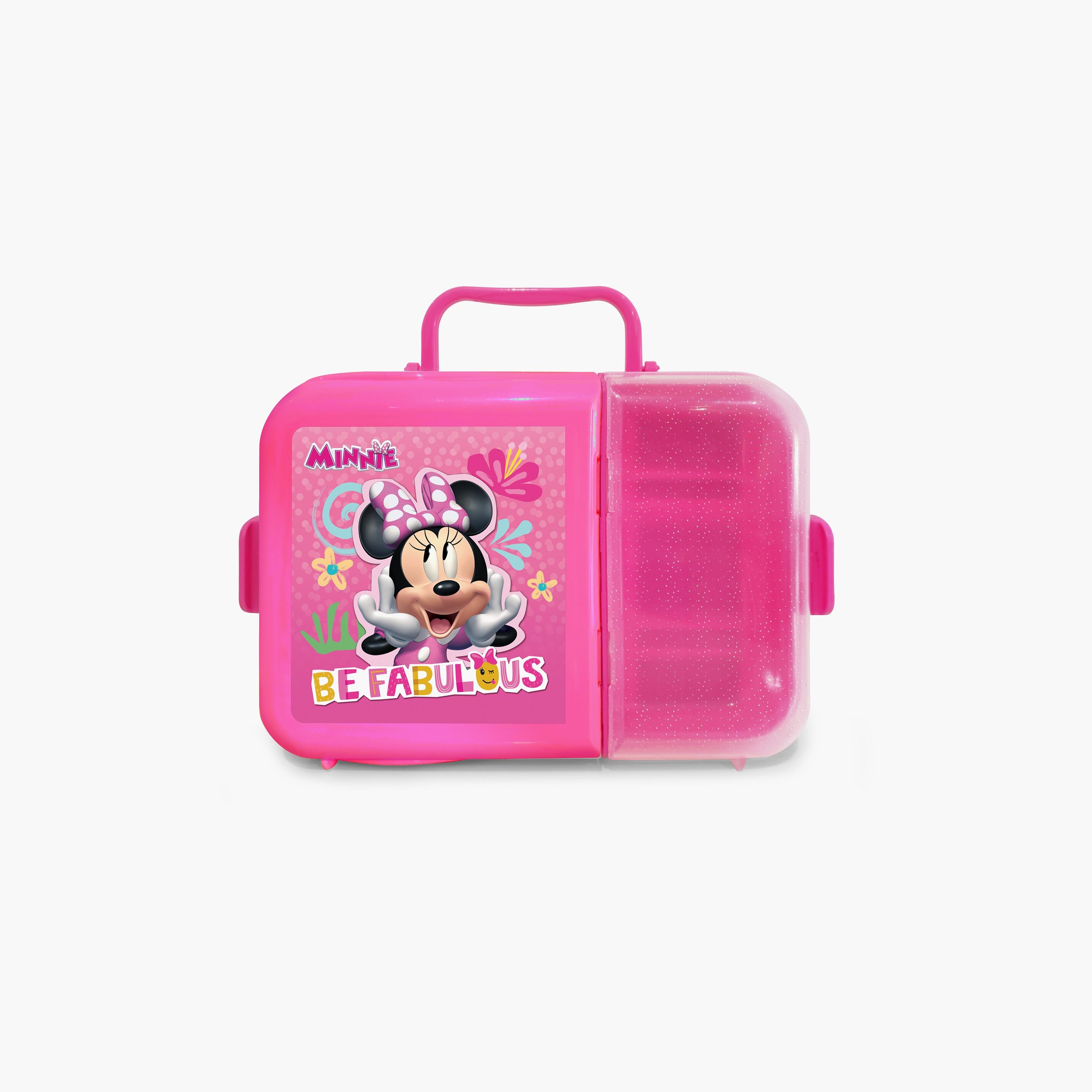 صندوق غداء بقسمين مع قفل جانبي بطبعة ميني ماوس ديزني - وردي-school-lunchessentials-lunchboxes-image-4