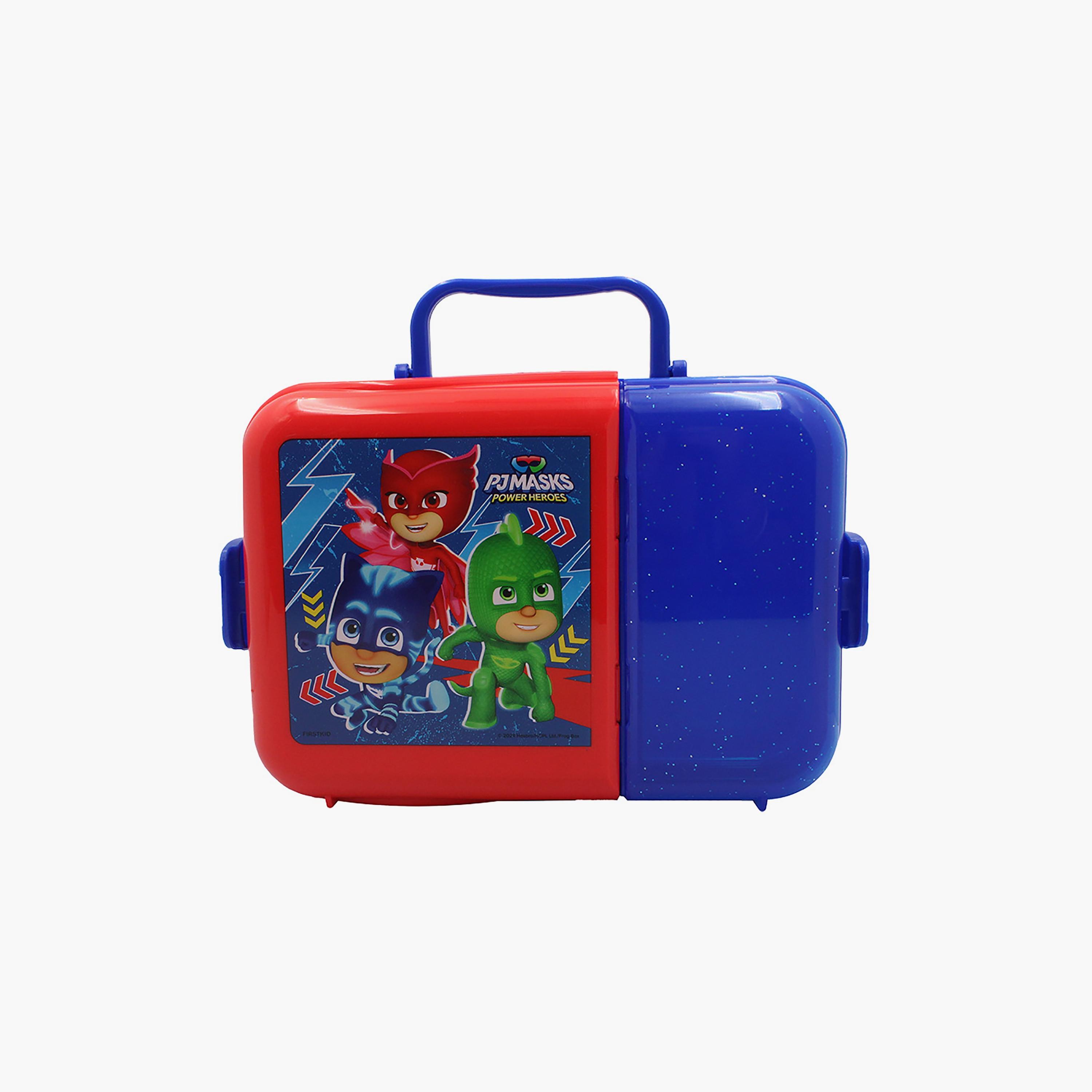 صندوق غداء بقسمين مع قفل جانبي ومقبض علوي بطبعة بي جي ماسكس - متعدد الألوان-school-lunchessentials-lunchboxes-image-1