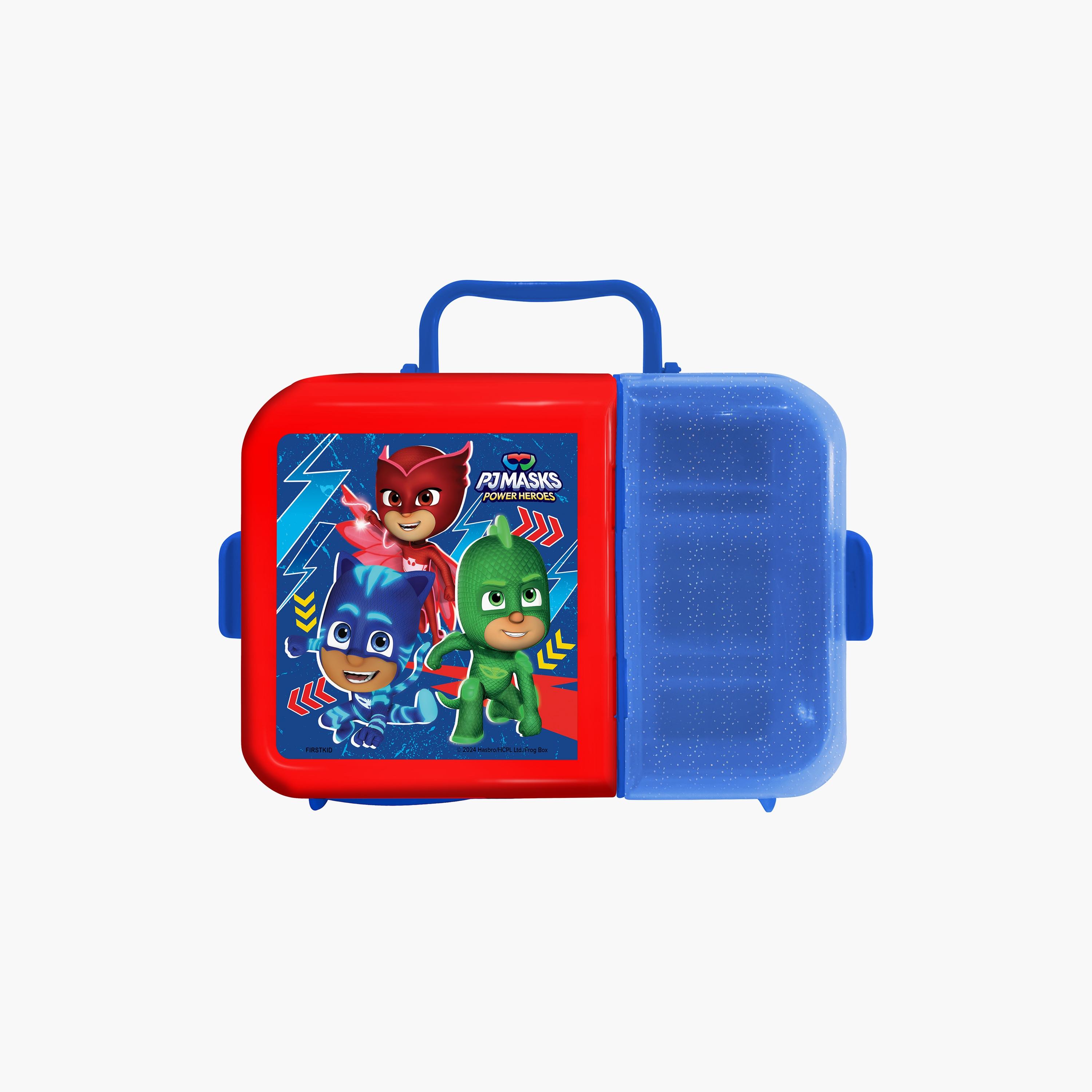 صندوق غداء بقسمين مع قفل جانبي ومقبض علوي بطبعة بي جي ماسكس - متعدد الألوان-school-lunchessentials-lunchboxes-image-2