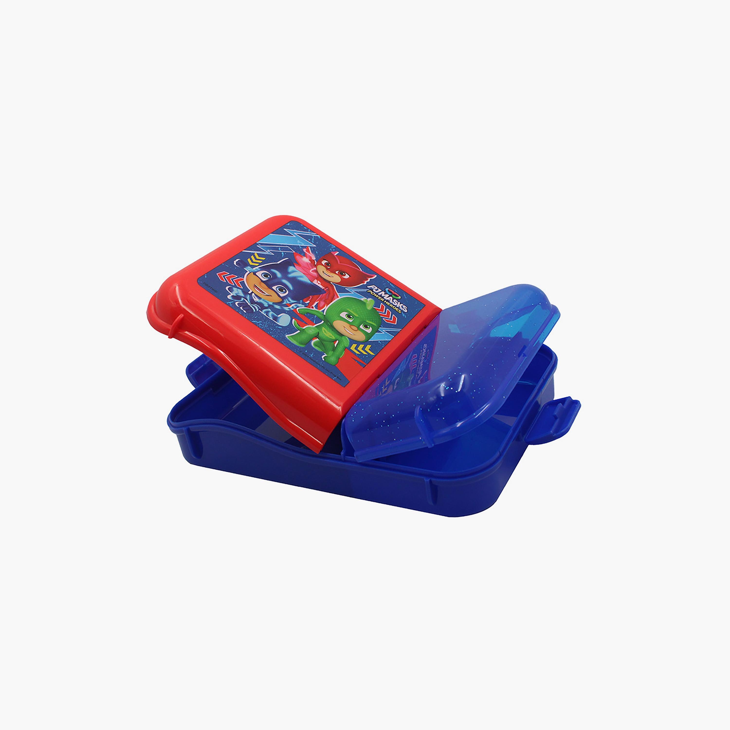 صندوق غداء بقسمين مع قفل جانبي ومقبض علوي بطبعة بي جي ماسكس - متعدد الألوان-school-lunchessentials-lunchboxes-image-3
