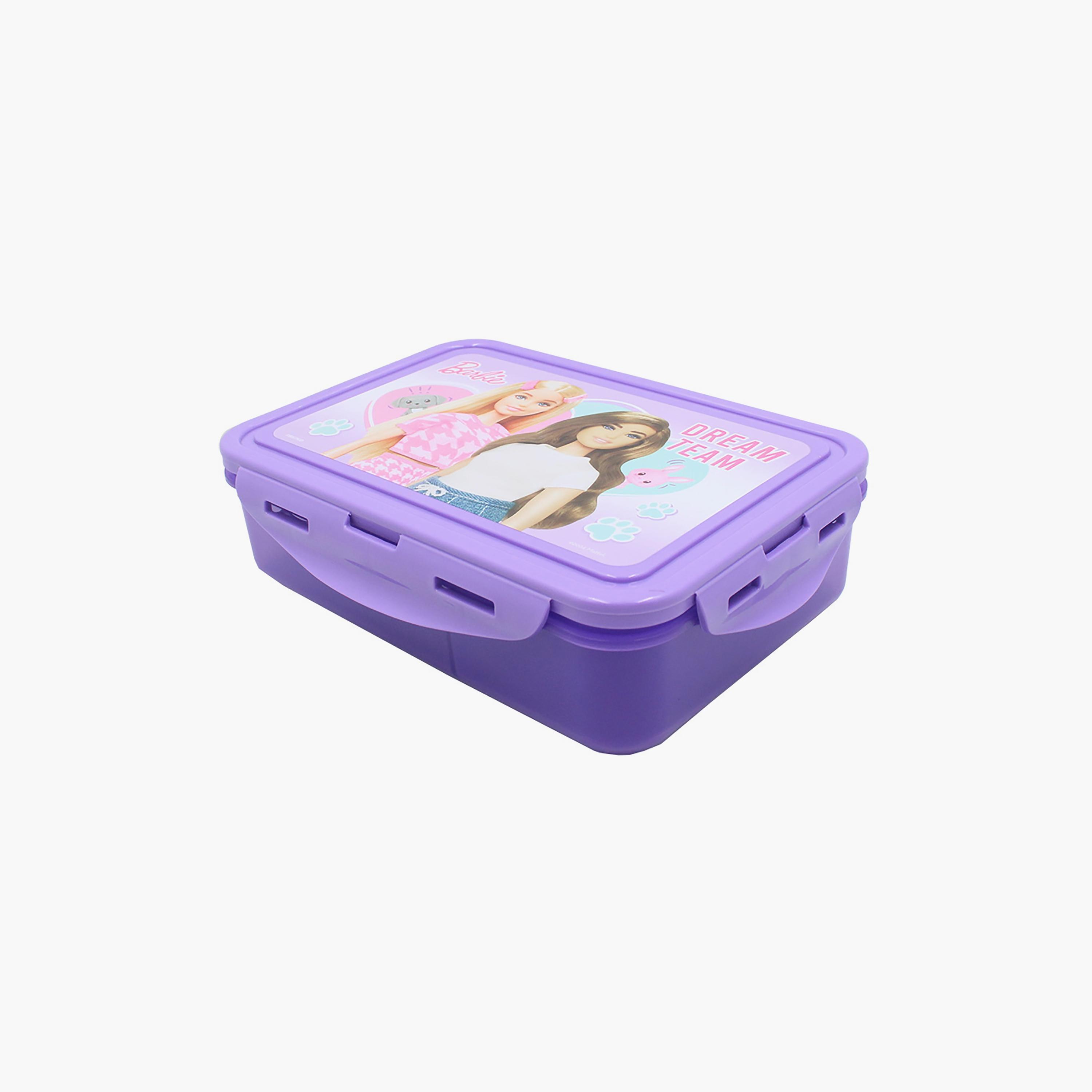 صندوق غداء بقسمين مع قفل جانبي بطبعة باربي - أرجواني - 1400-school-lunchessentials-lunchboxes-image-3
