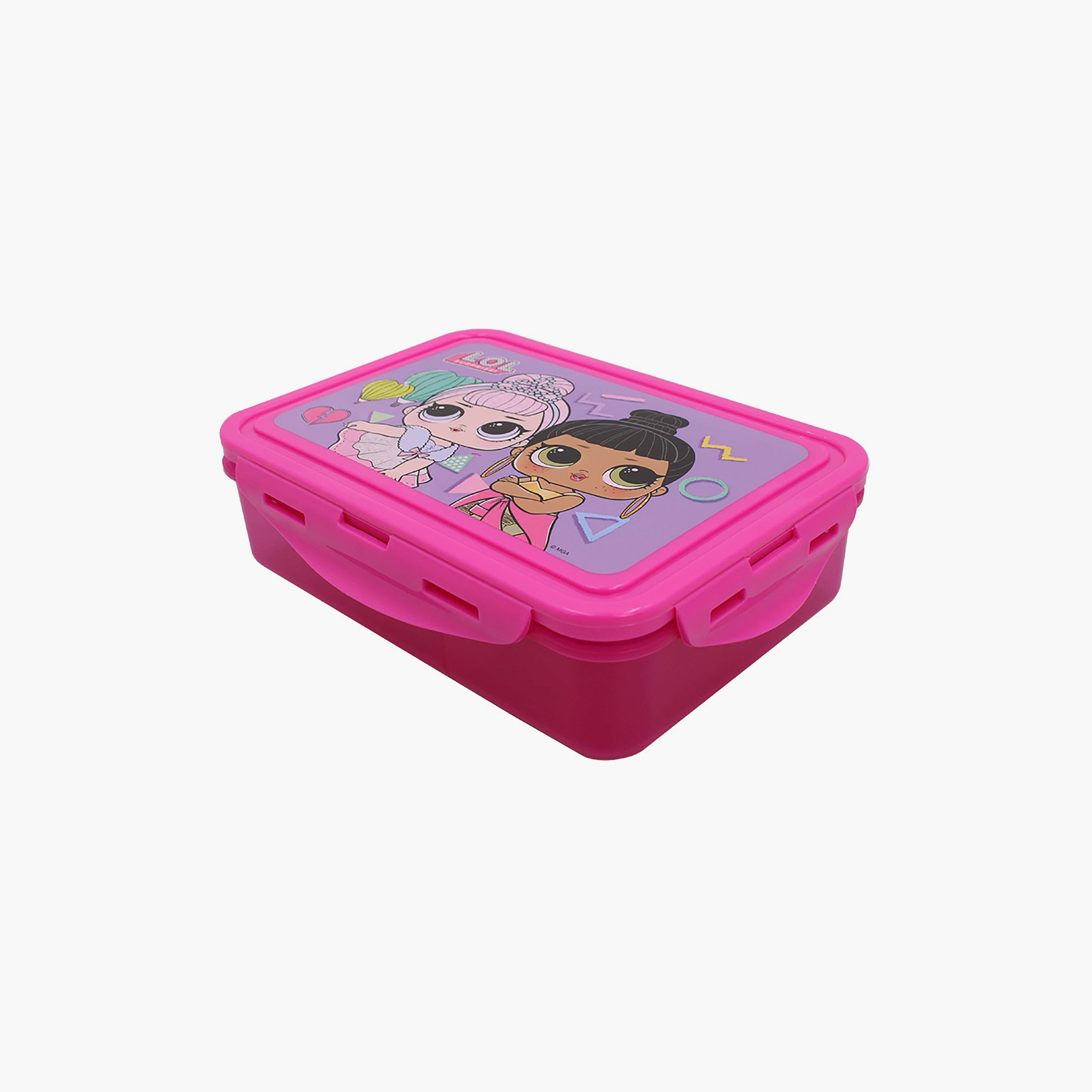 صندوق غداء بقسمين مع قفل جانبي بطبعة لول سوربرايز - وردي - 1400-school-lunchessentials-lunchboxes-image-3