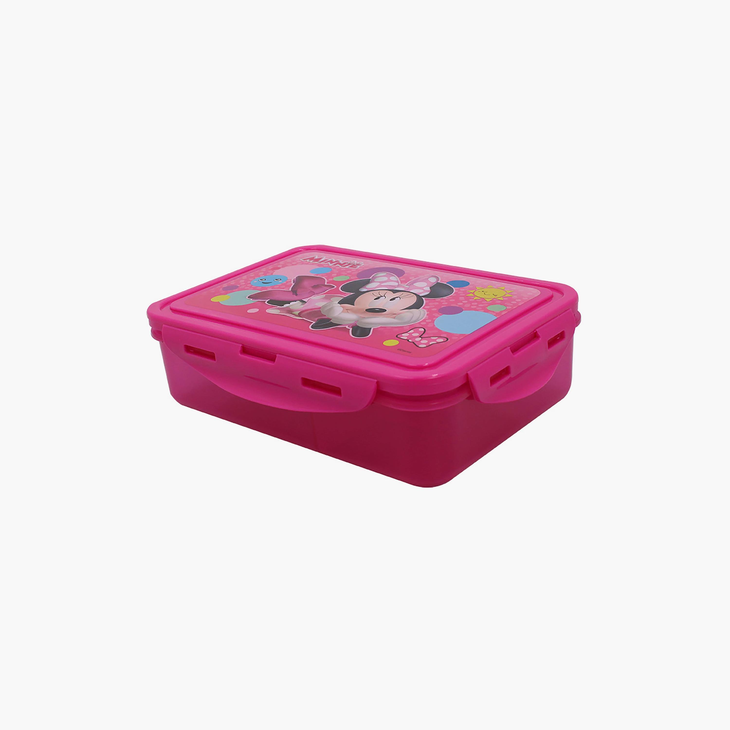 صندوق غداء بقسمين مع قفل جانبي بطبعة ميني ماوس ديزني - وردي - 1400-school-lunchessentials-lunchboxes-image-3