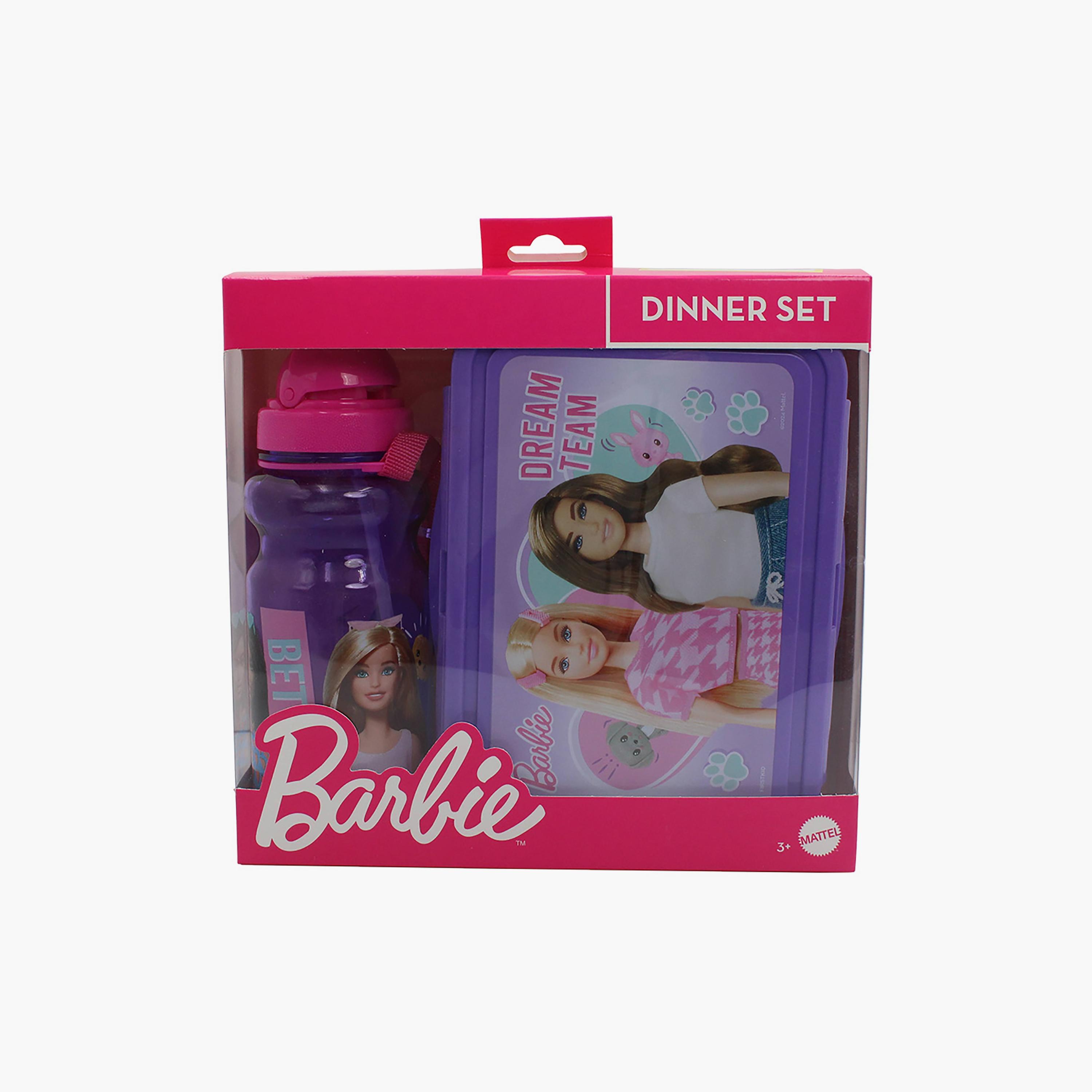 Barbie Printed Lunchbox & Water Bottle with Adjustable Strap & Straw - Purple - 1400 ml-school-lunchessentials-lunchboxes-image-1