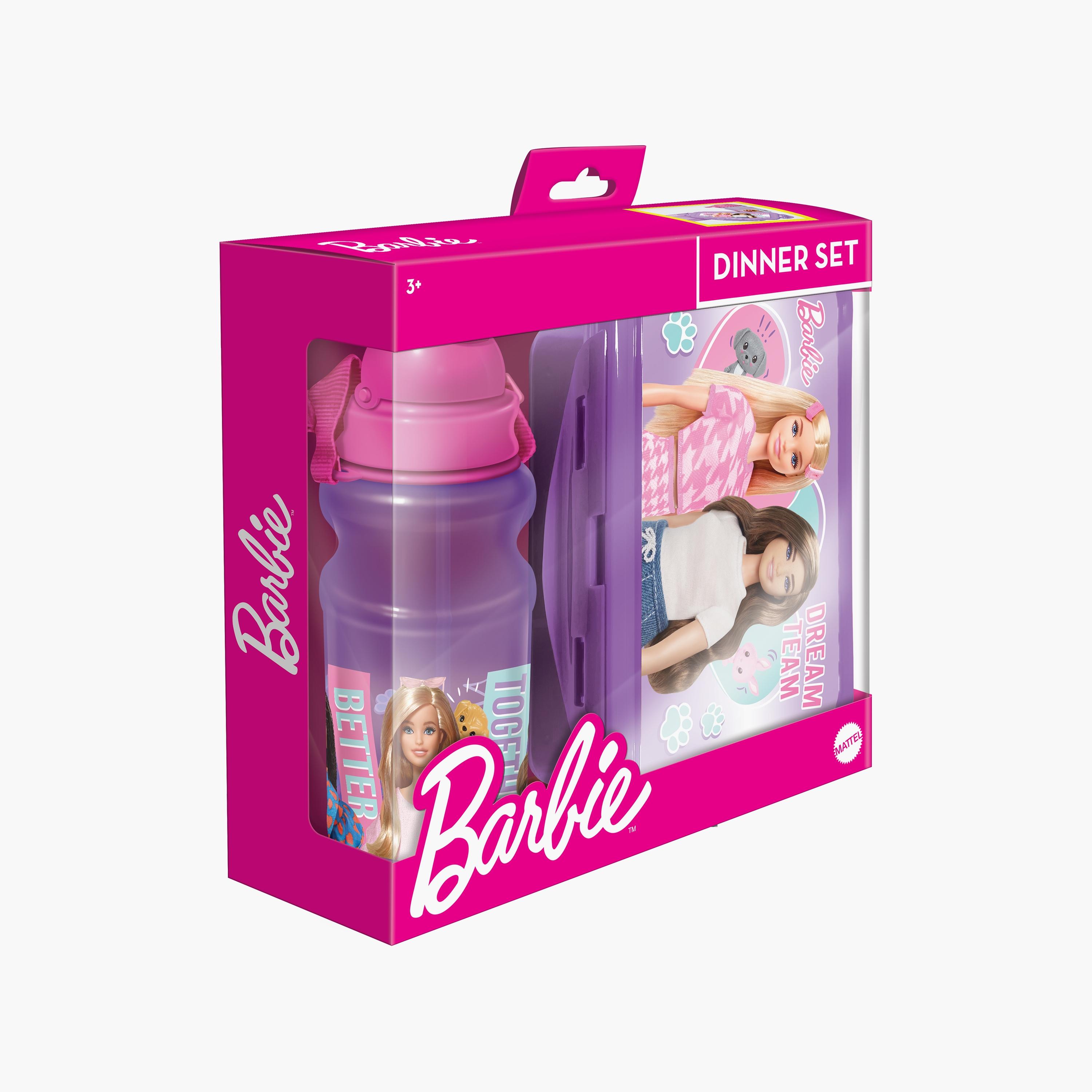 Barbie Printed Lunchbox & Water Bottle with Adjustable Strap & Straw - Purple - 1400 ml-school-lunchessentials-lunchboxes-image-2