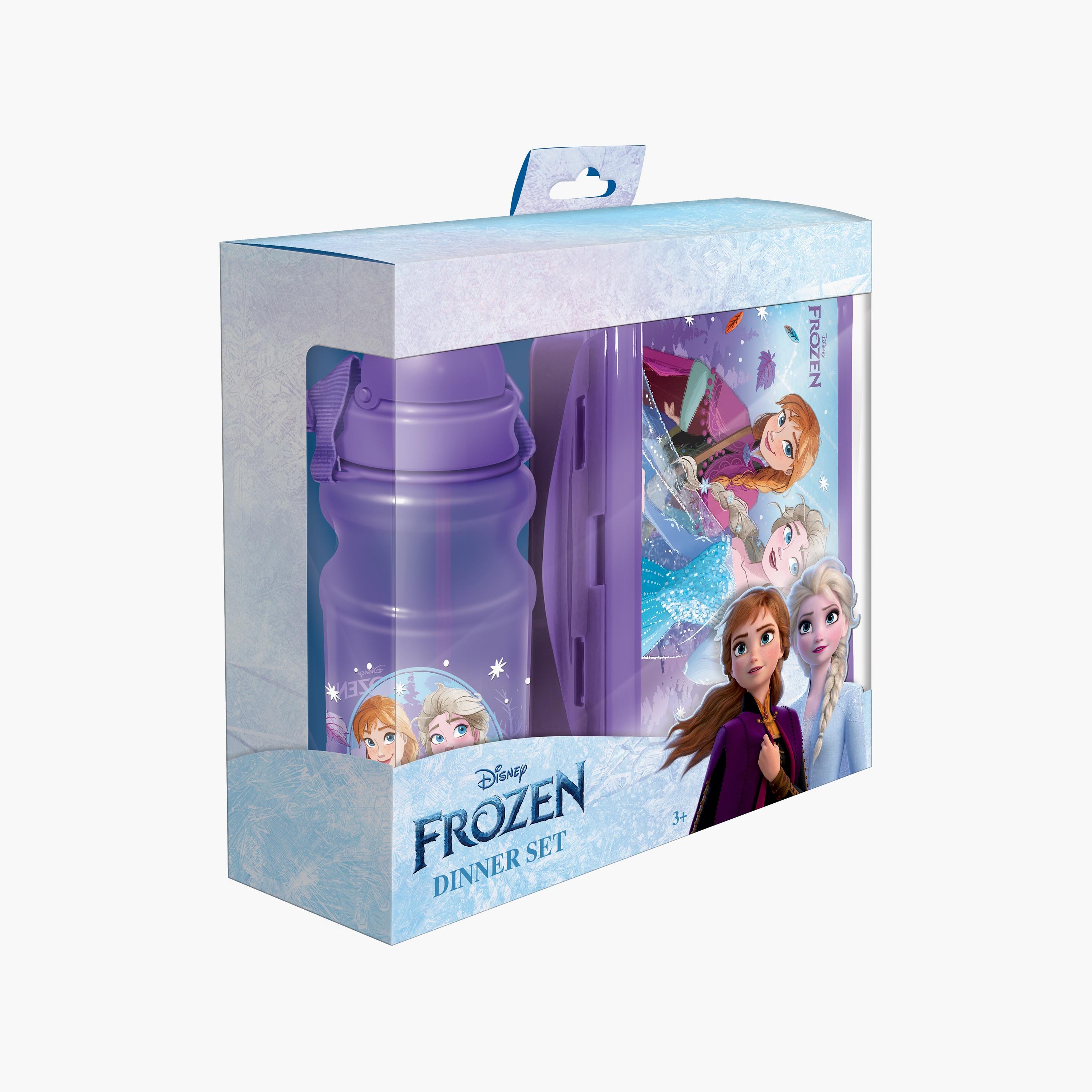 Disney Frozen Printed Lunchbox & Water Bottle with Adjustable Strap & Straw - Purple - 1400 ml-school-lunchessentials-lunchboxes-image-1