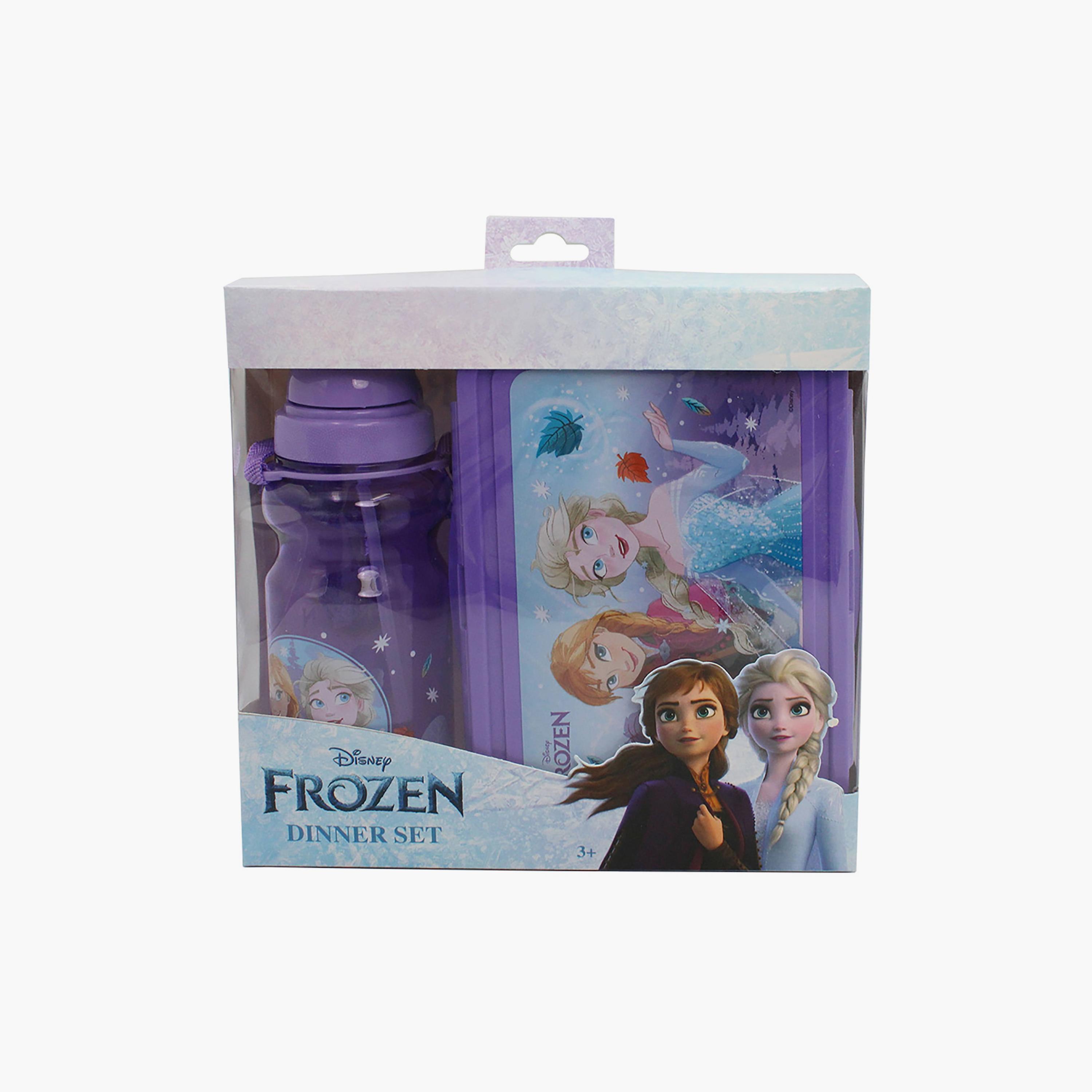 Disney Frozen Printed Lunchbox & Water Bottle with Adjustable Strap & Straw - Purple - 1400 ml-school-lunchessentials-lunchboxes-image-2