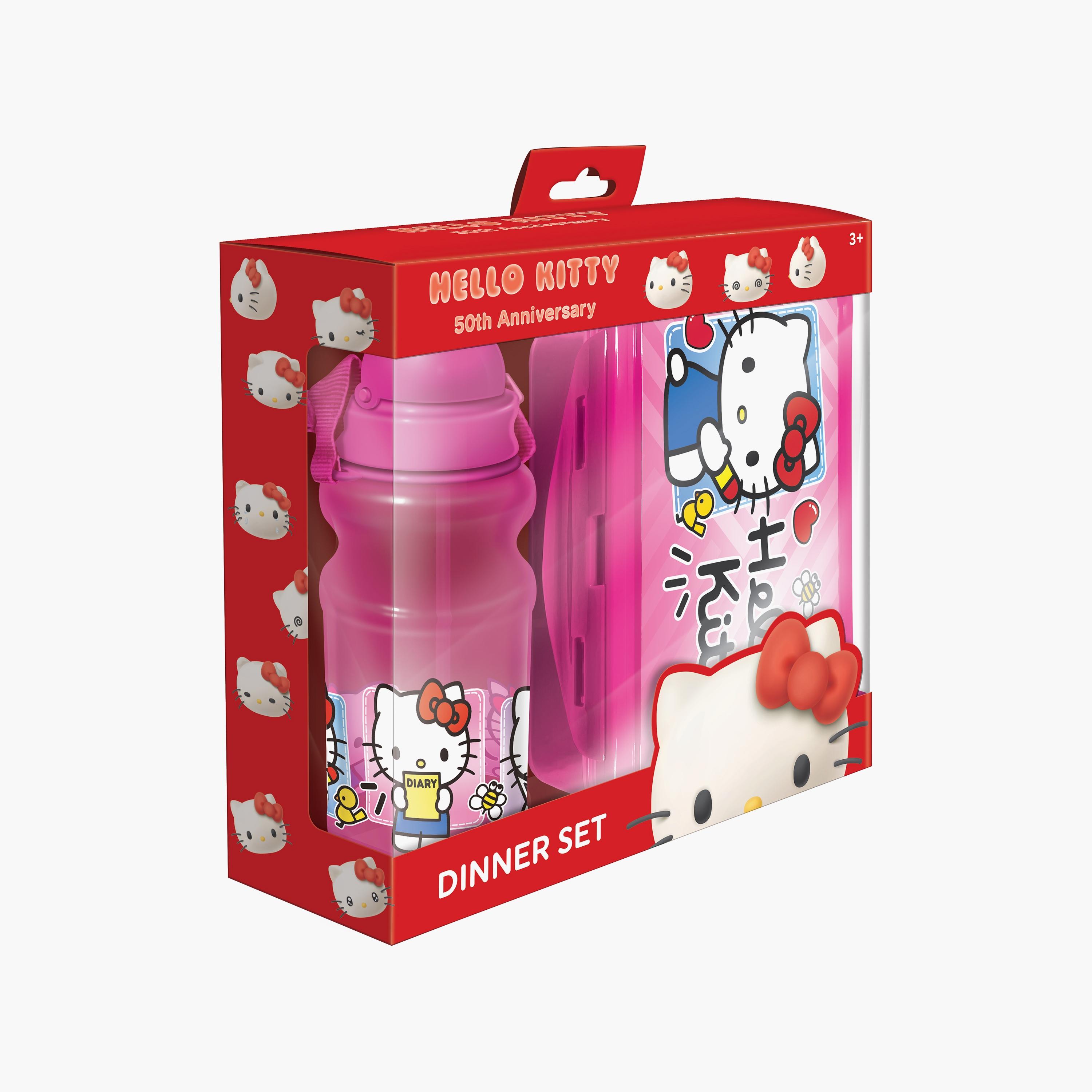Hello Kitty Printed Lunchbox & Water Bottle with Adjustable Strap & Straw - Pink - 1400 ml-school-lunchessentials-lunchboxes-image-1