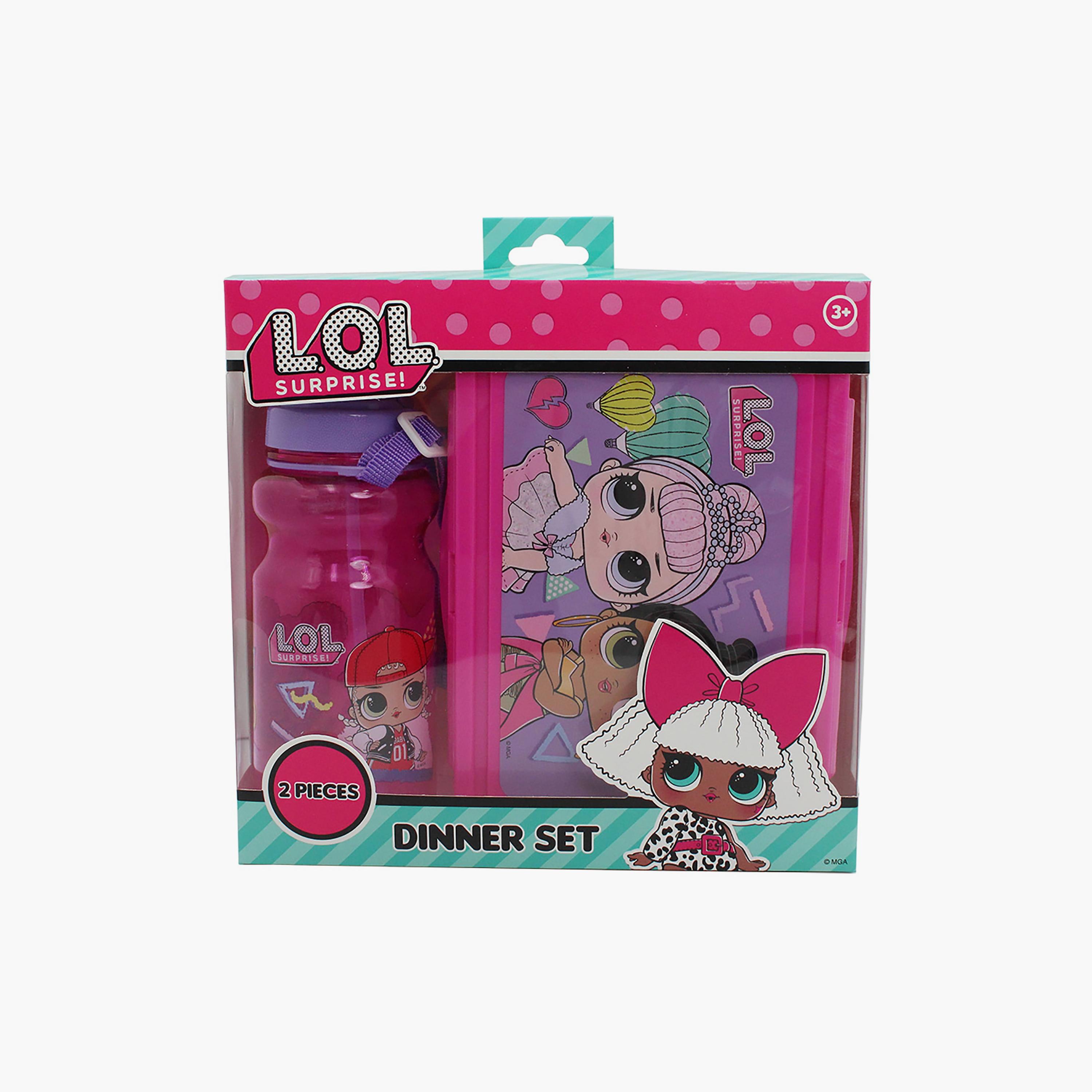 LOL Surprise Printed Lunchbox & Water Bottle with Adjustable Strap & Straw - Multicolour - 1400 ml-school-lunchessentials-lunchboxes-image-1