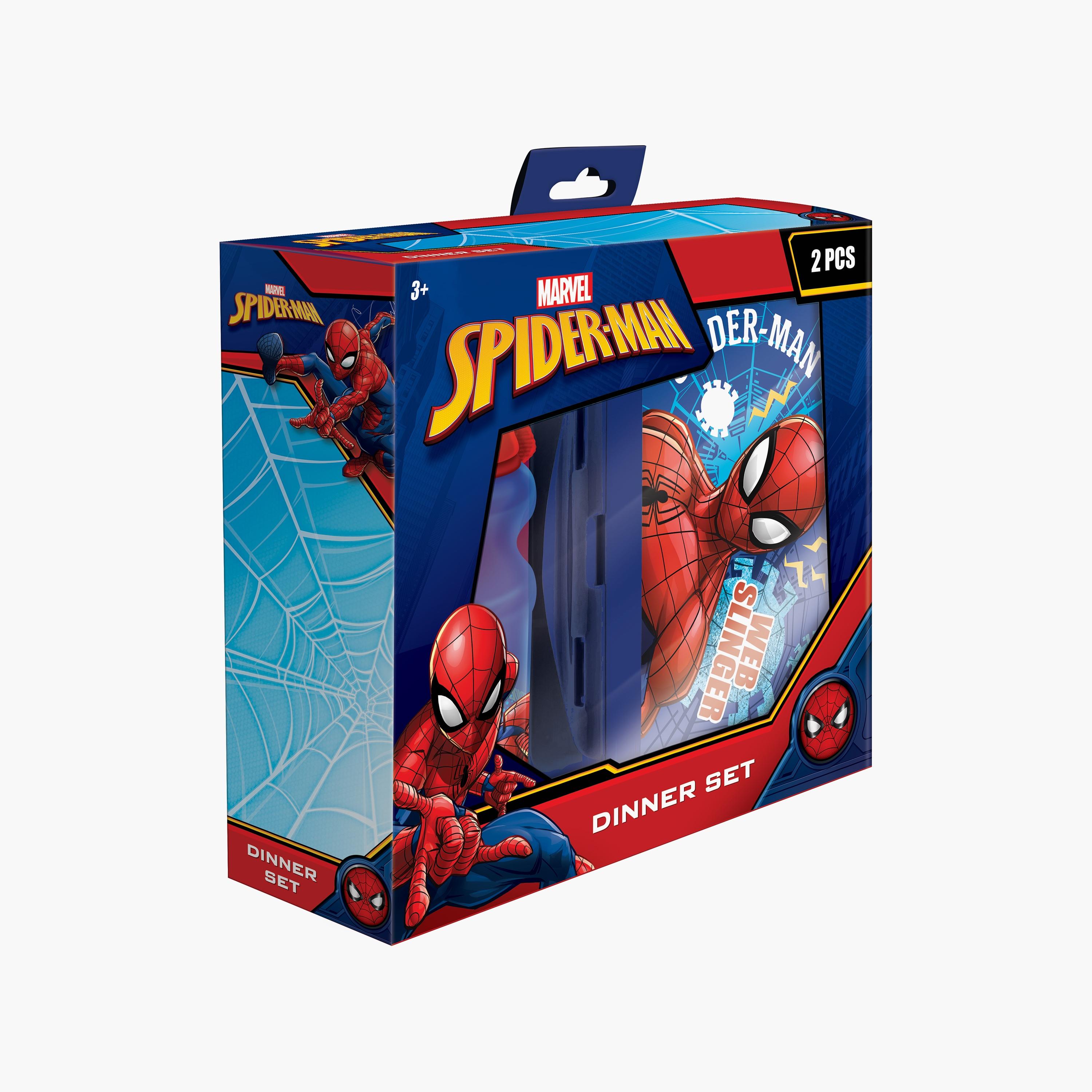 Spiderman Printed Lunchbox & Water Bottle with Adjustable Strap & Straw - Blue - 1400 ml-school-lunchessentials-lunchboxes-image-1