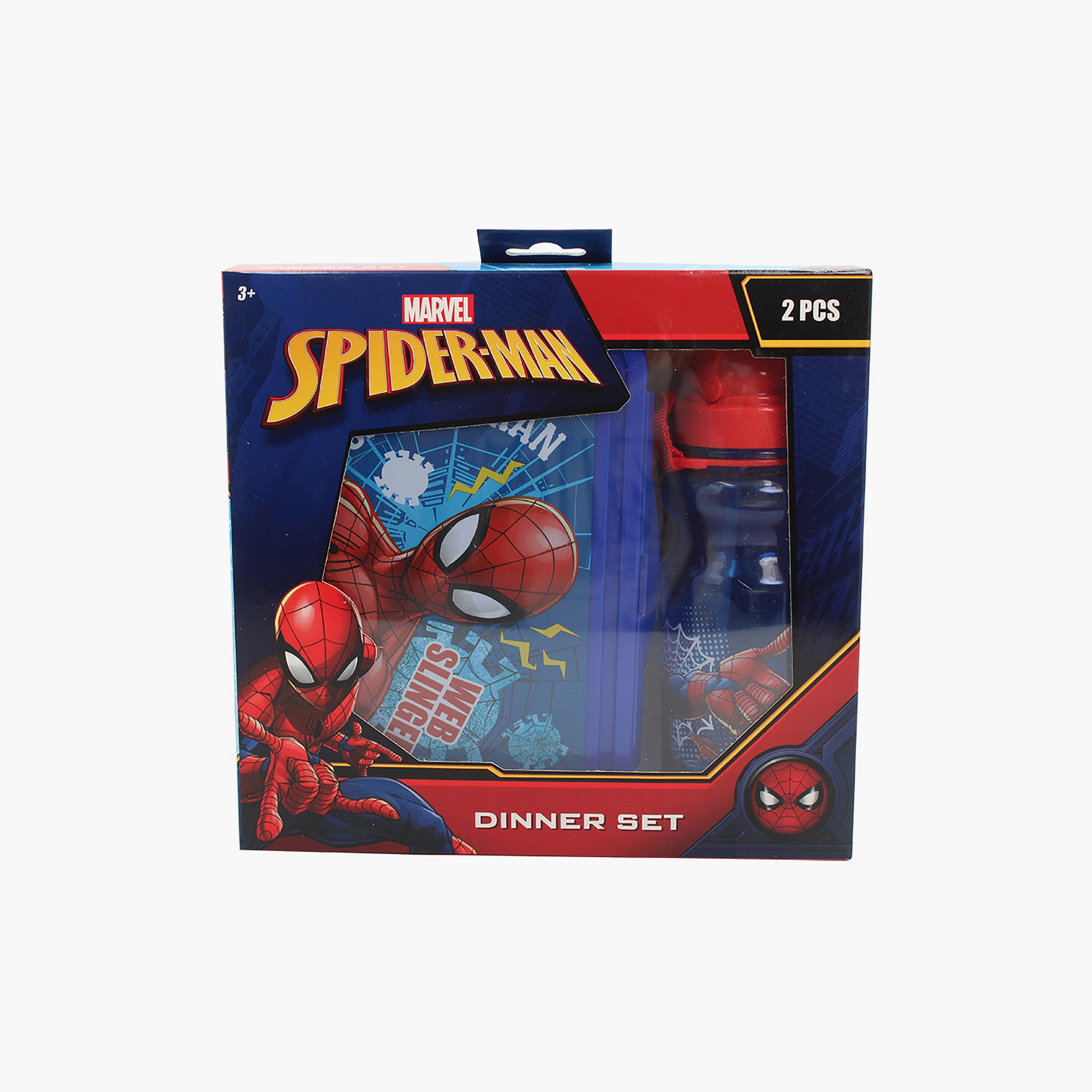 Spiderman Printed Lunchbox & Water Bottle with Adjustable Strap & Straw - Blue - 1400 ml-school-lunchessentials-lunchboxes-image-2