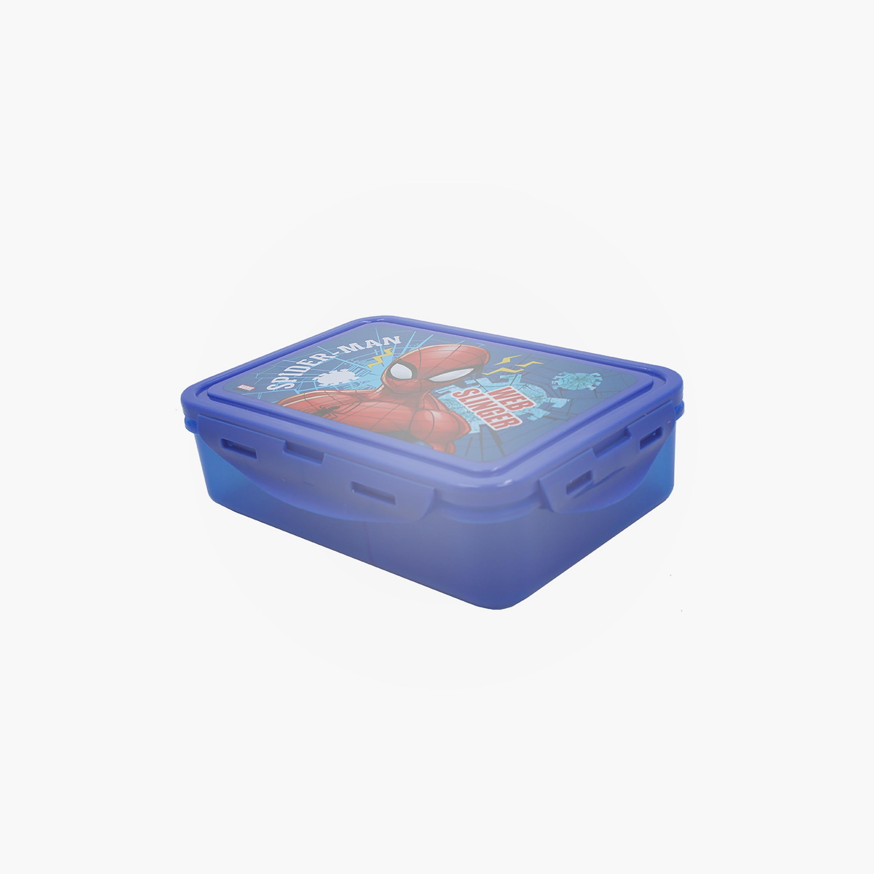 Spiderman Printed Lunchbox & Water Bottle with Adjustable Strap & Straw - Blue - 1400 ml-school-lunchessentials-lunchboxes-image-4