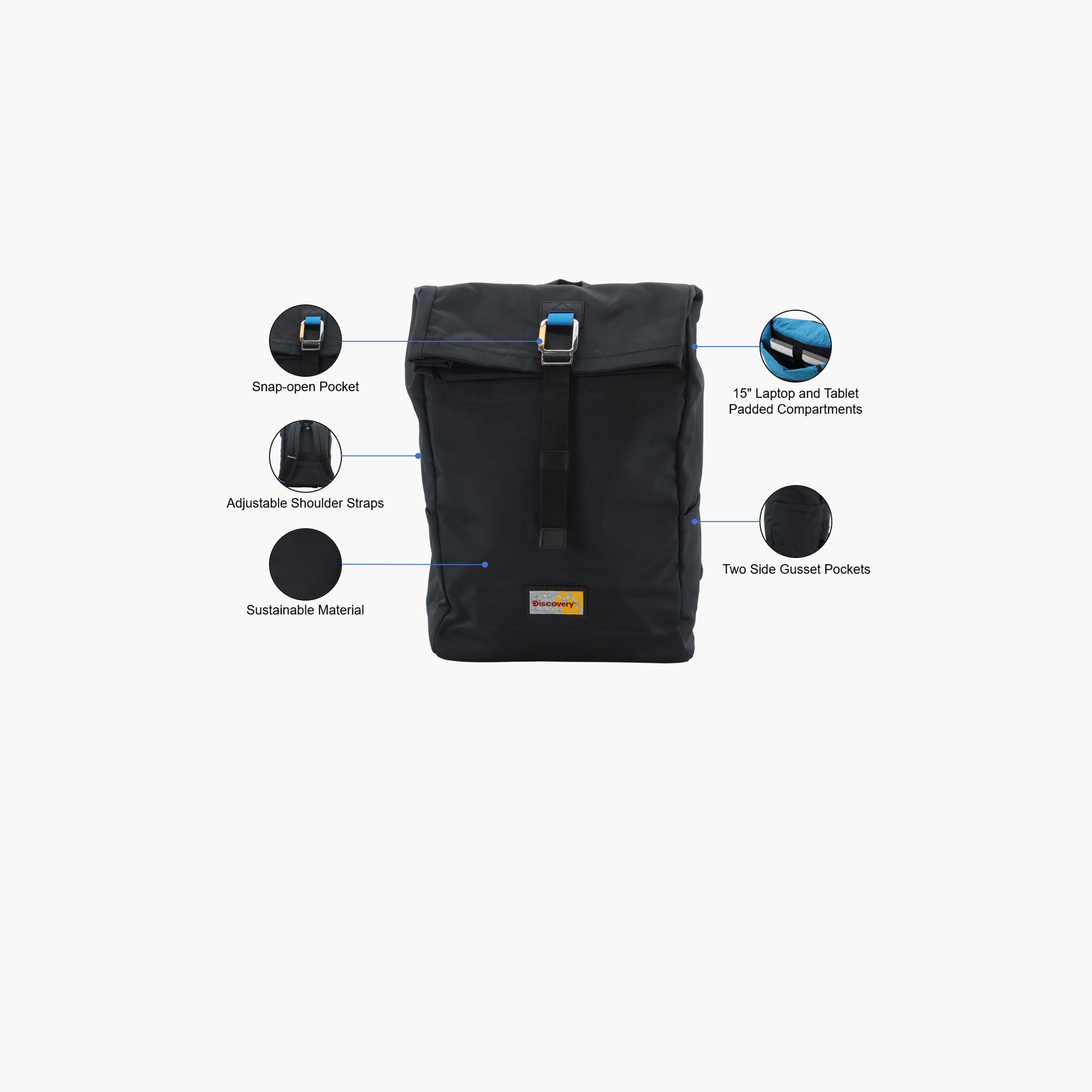 Discovery ICON 15 L | 16 Inches Utility Backpack Polyester with Laptop Compartment-men-bags-image-3