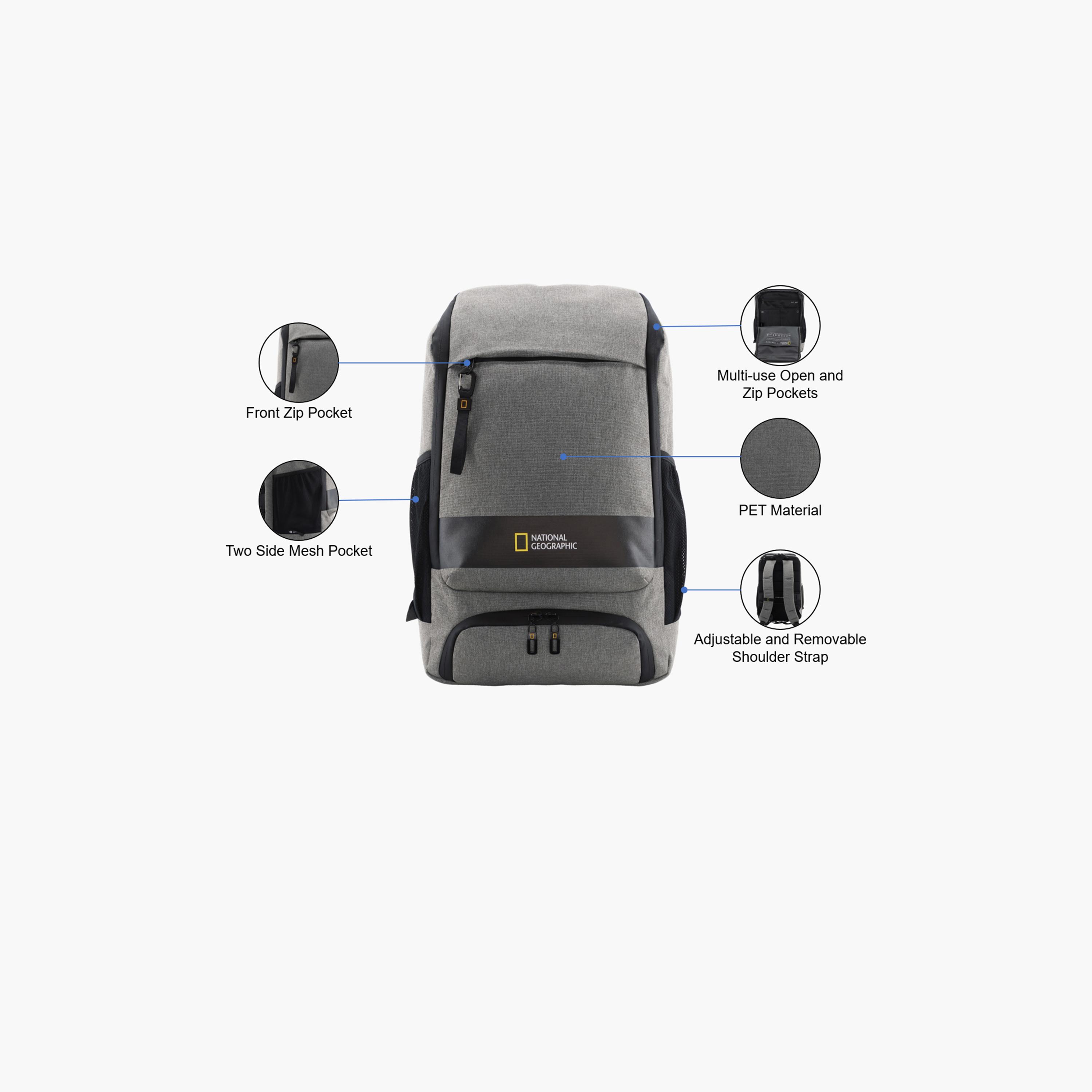 National Geographic Shadow RPET 23 L | 18.5 Inches Utility Backpack Polyester with Water Resistance-travel-luggagesandbags-backpacks-image-3