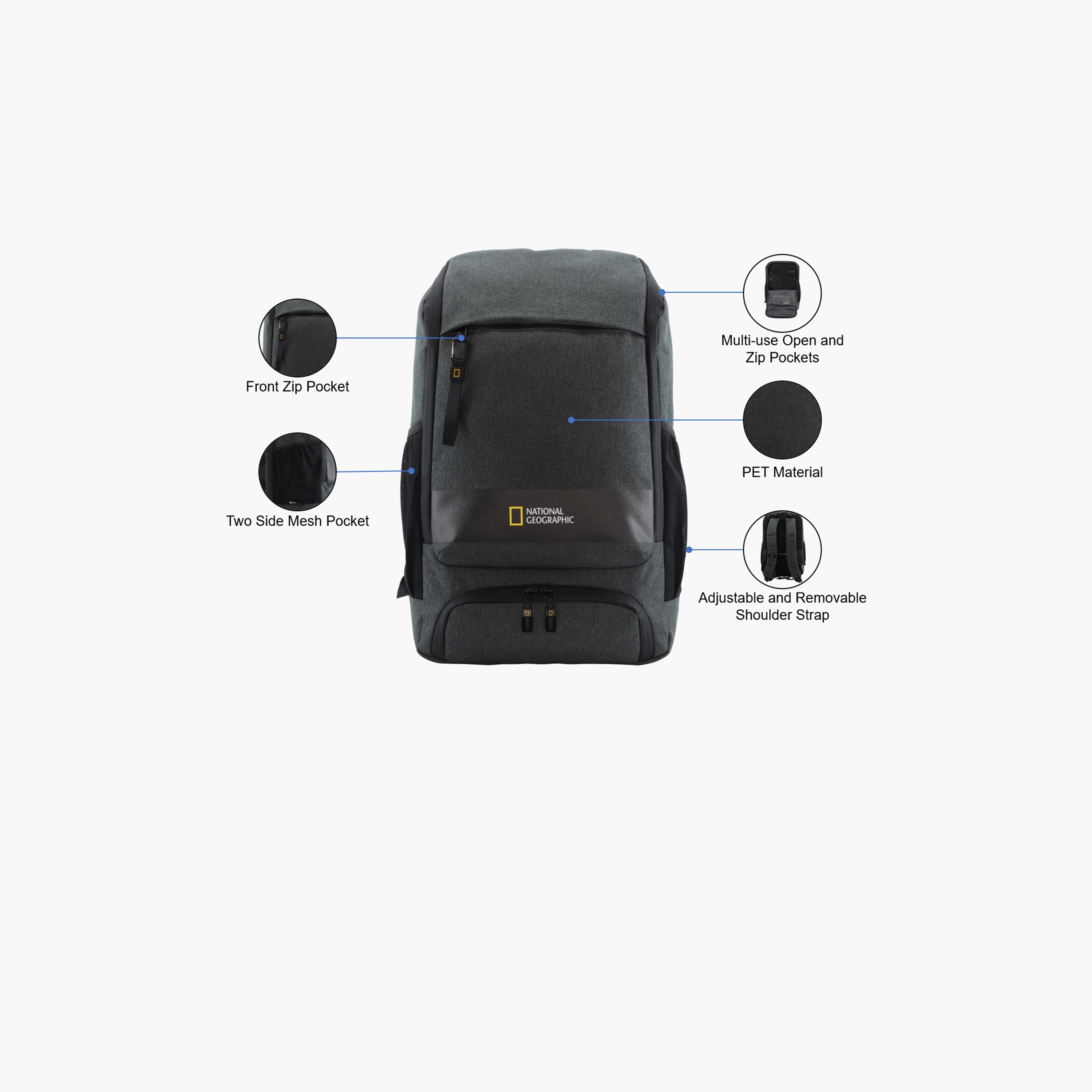 National Geographic Shadow RPET 23 L | 18.5 Inches Utility Backpack Polyester with Water Resistance-travel-luggagesandbags-backpacks-image-3