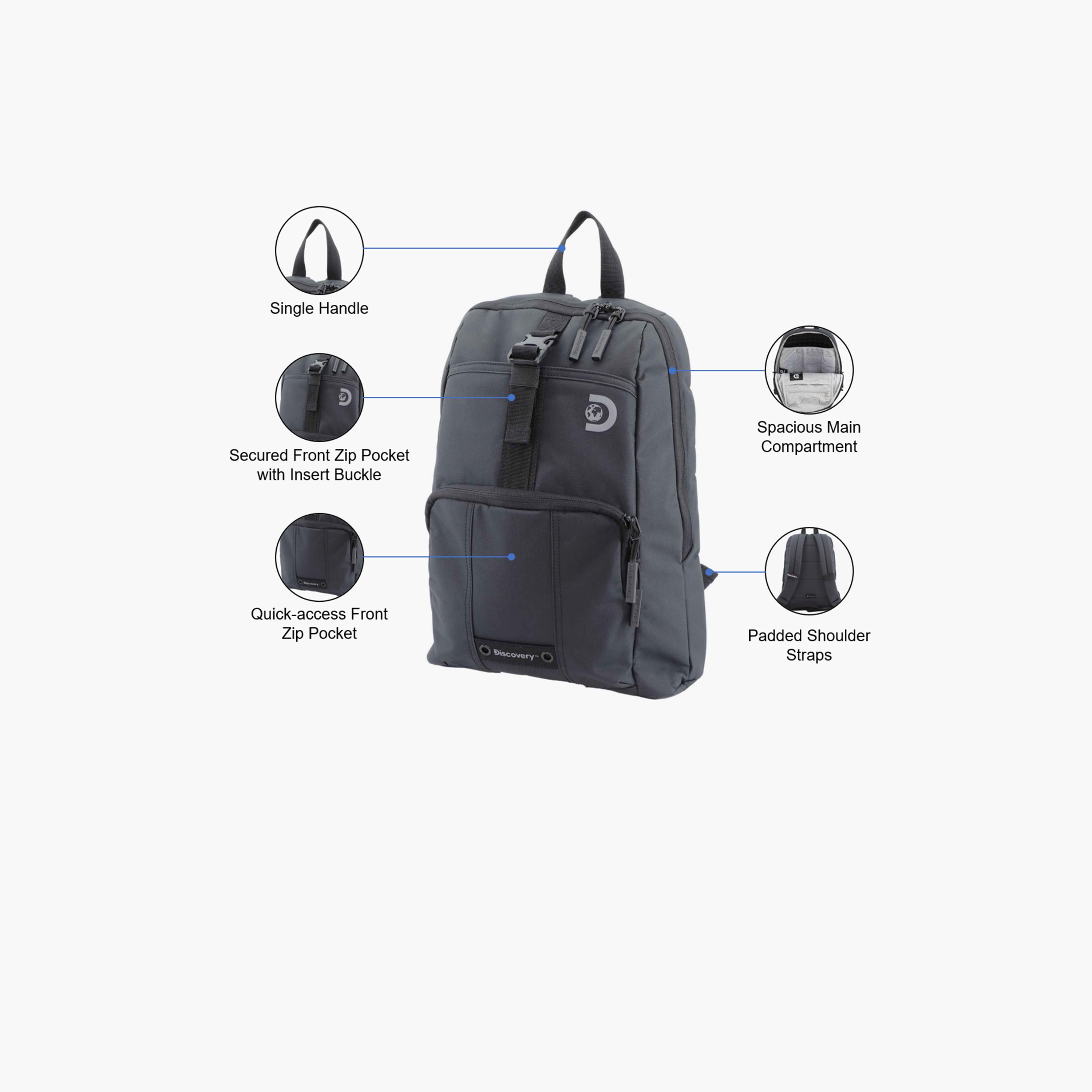 Discovery SHIELD RPET 10 L | 14.5 Inches Utility Backpack Polyester with Water Resistance-travel-luggagesandbags-backpacks-image-3