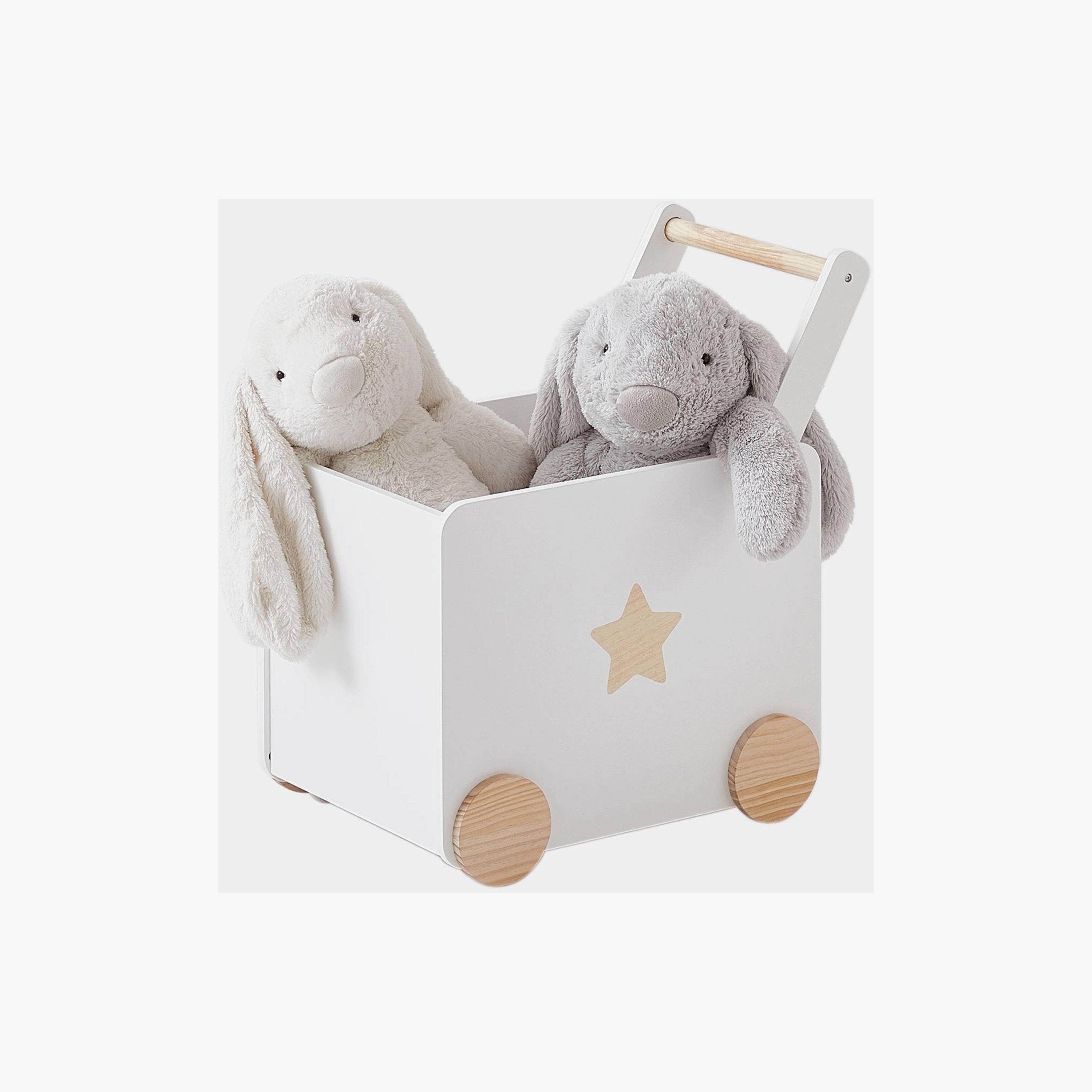 Dreeba Wooden Storage Box with Castor Wheels - White-baby-nursery-furniture-wardrobesandstorage-image-1