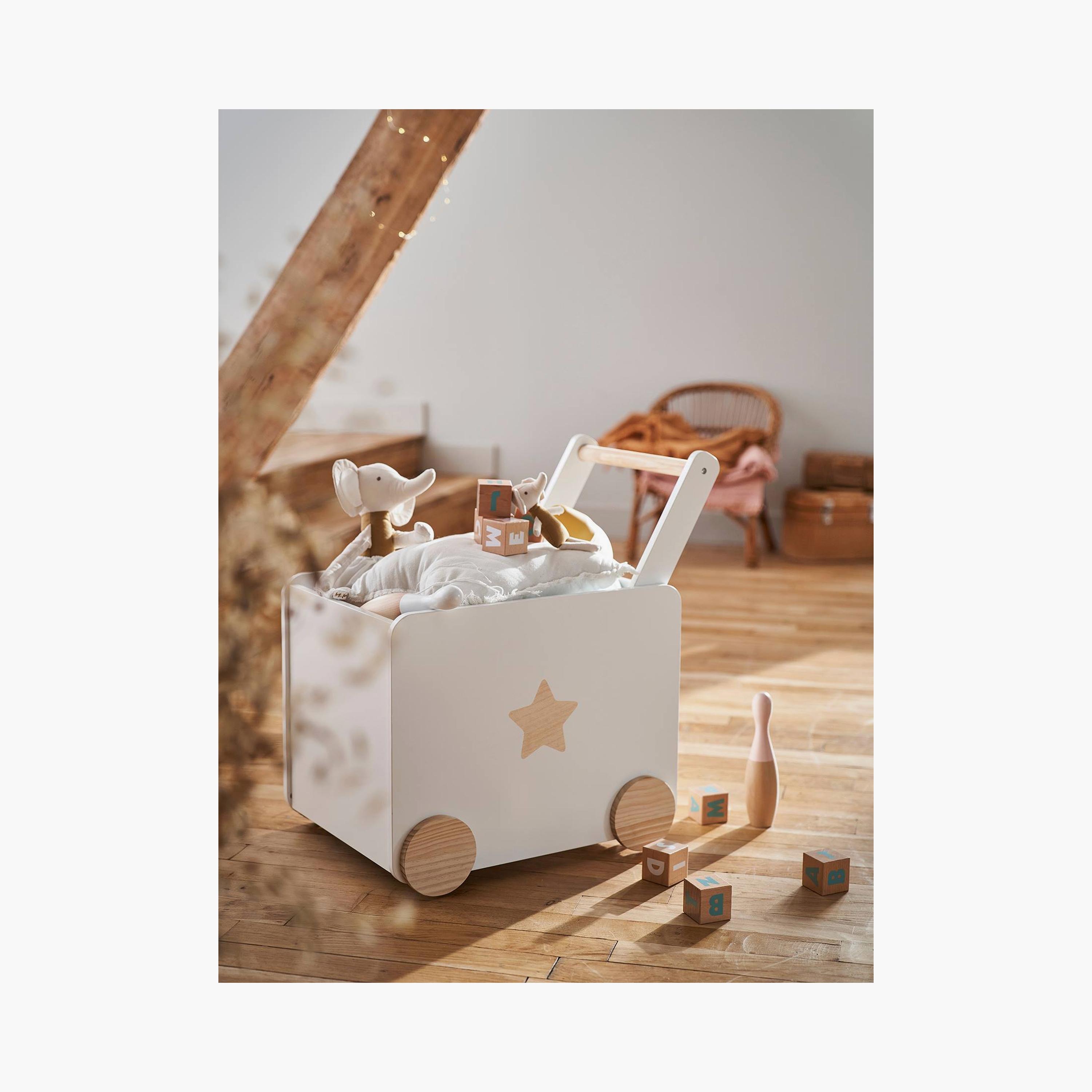 Dreeba Wooden Storage Box with Castor Wheels - White-baby-nursery-furniture-wardrobesandstorage-image-3