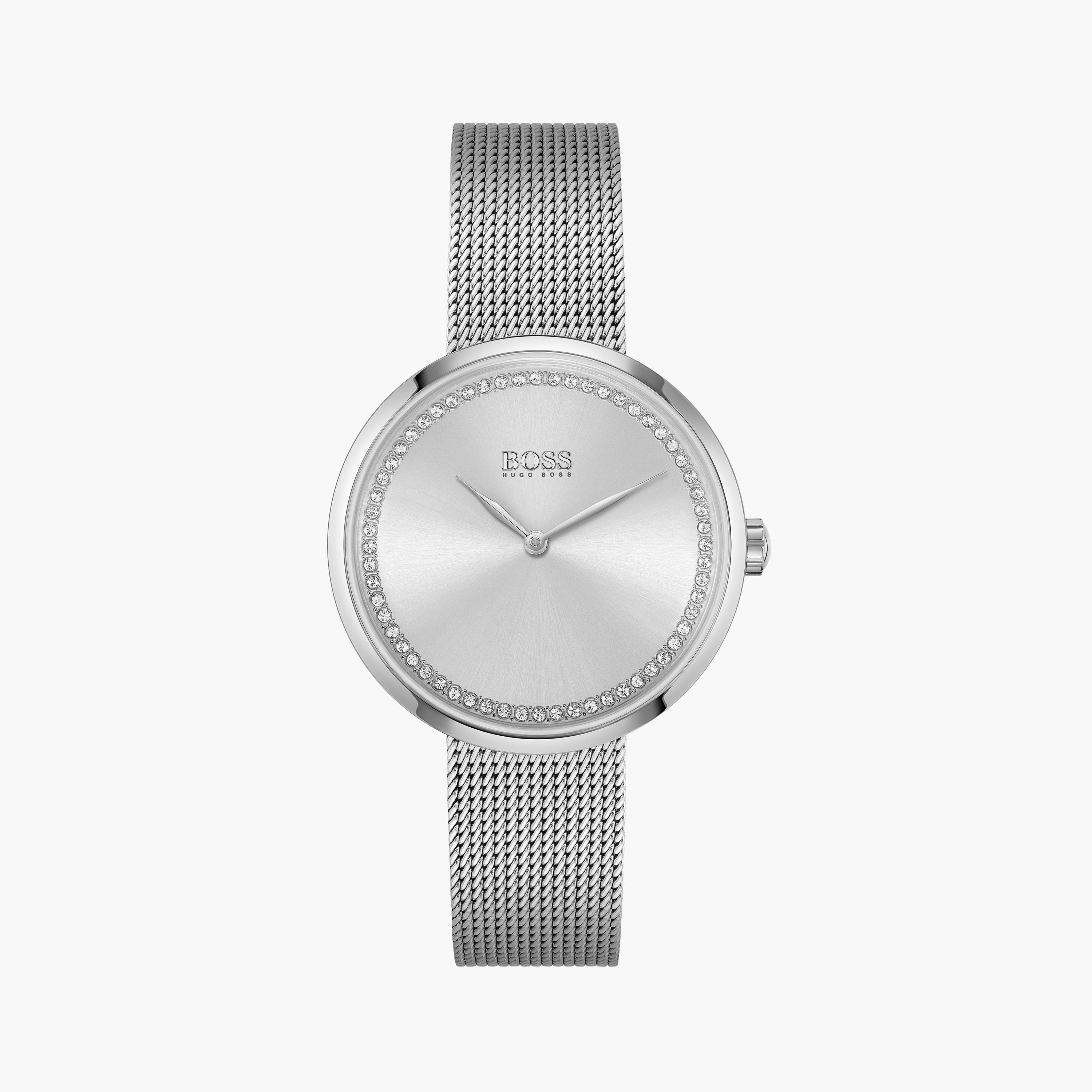 هوغو بوس- ساعة للنساء 36 ملم من الستانلس ستيل باللون الفضي | 1502546-women-watchesandjewellery-watches-image-1