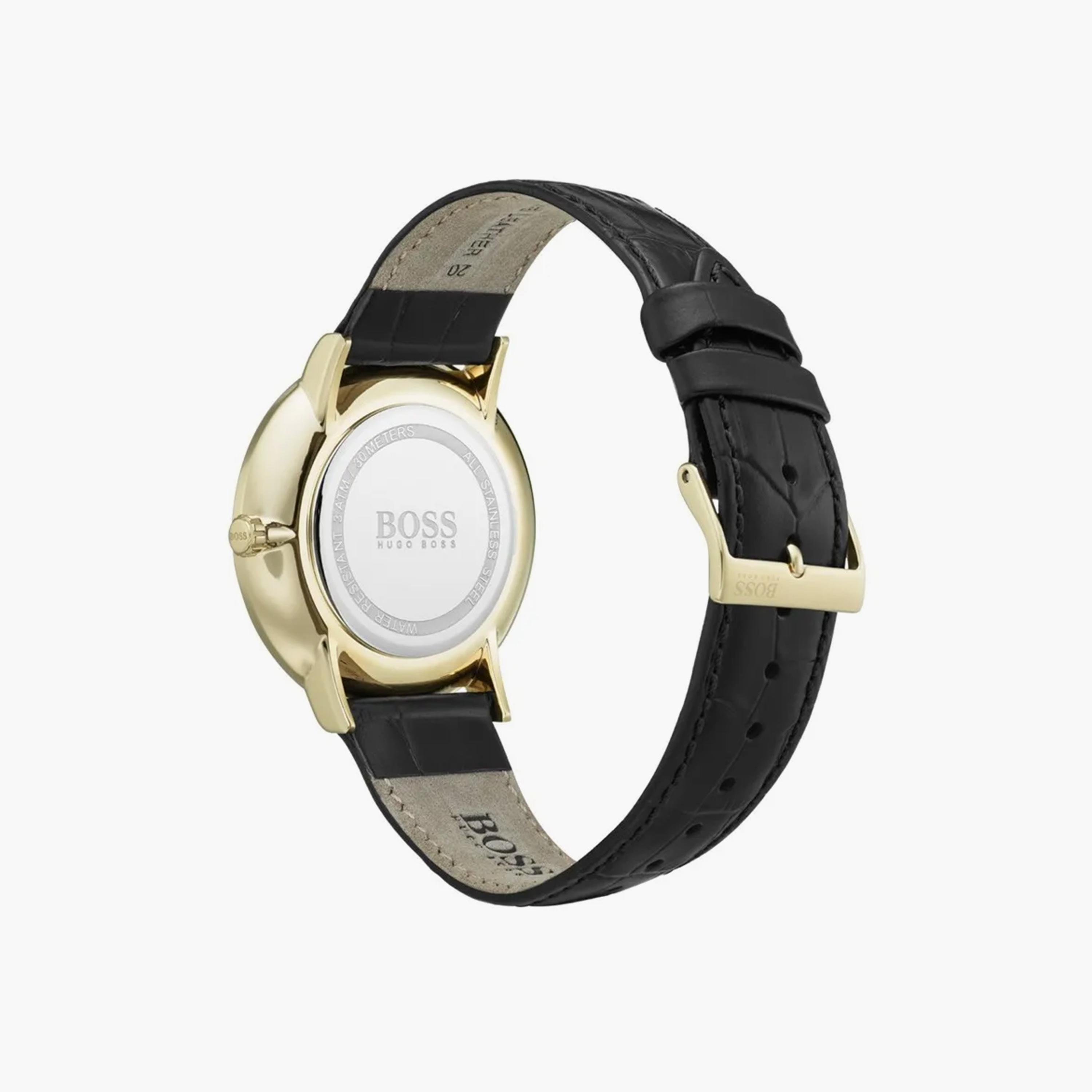 هوغو بوس- ساعة للرجال 40 ملم تناظرية جلدي أسود | 1513620-men-watchesandjewellery-watches-image-2