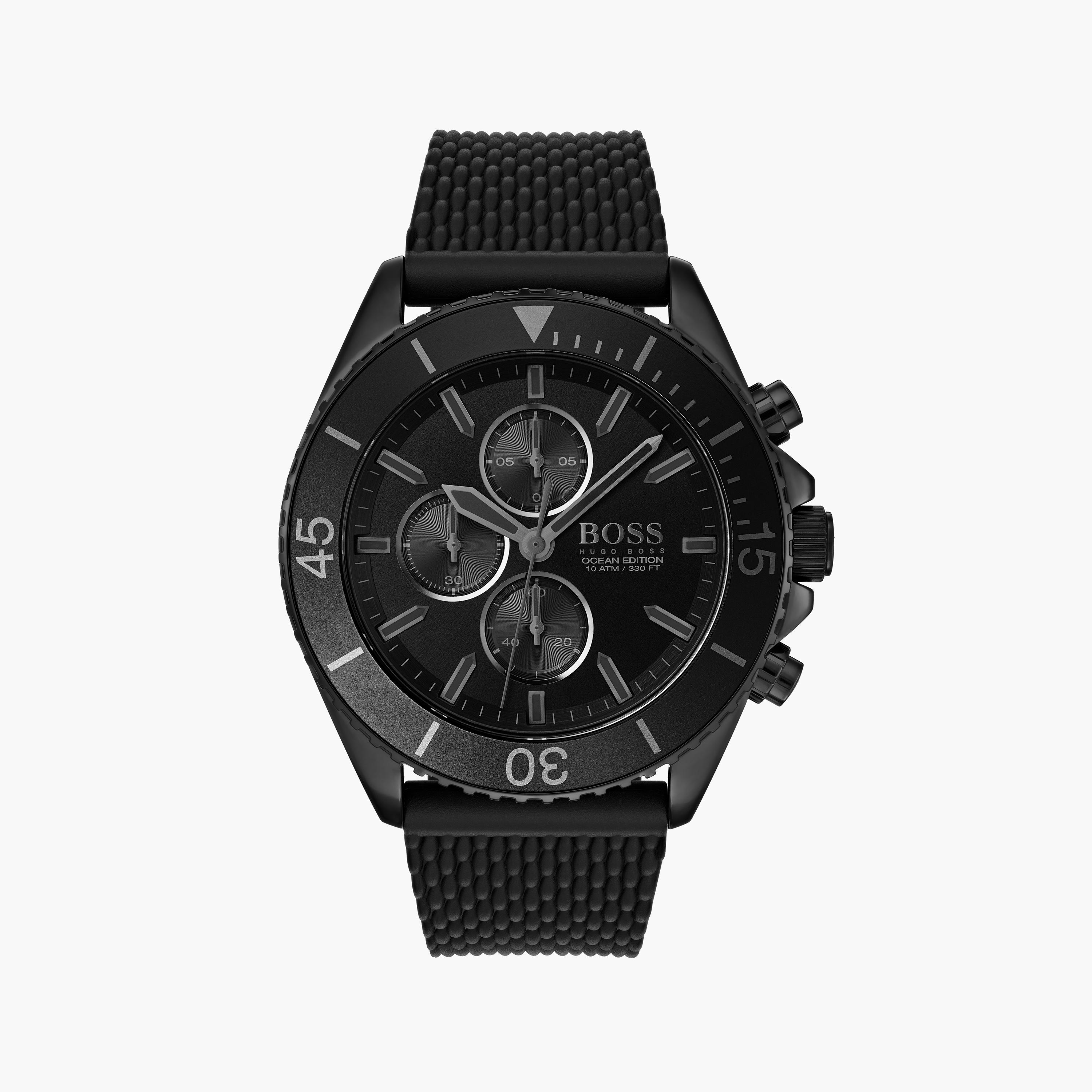 هوغو بوس- ساعة للرجال 48 ملم كرونوغراف سوداء من السيليكون | 1513699-men-watchesandjewellery-watches-image-1