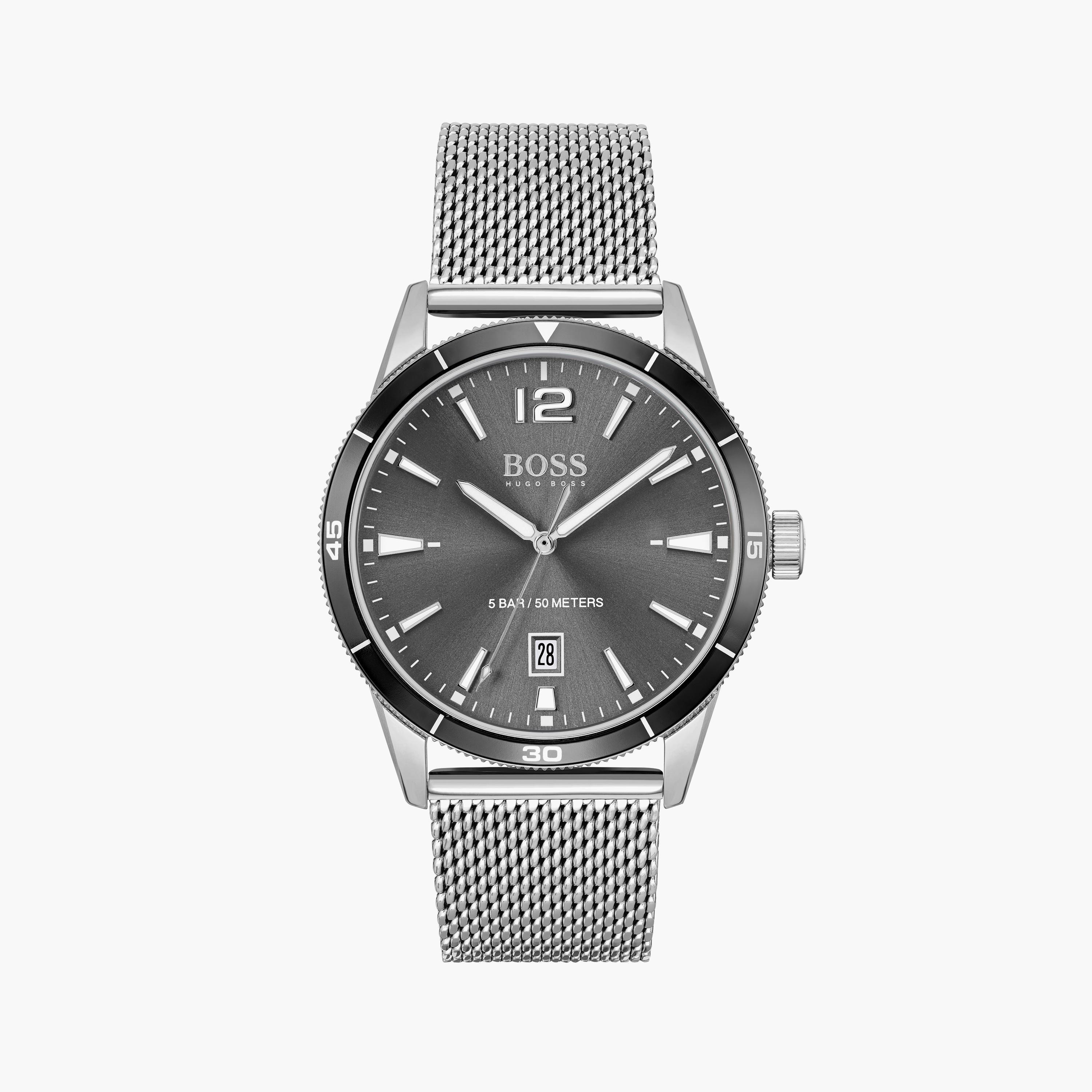 هوغو بوس- ساعة للرجال 42 ملم من الستانلس ستيل باللون الفضي | 1513900-men-watchesandjewellery-watches-image-1