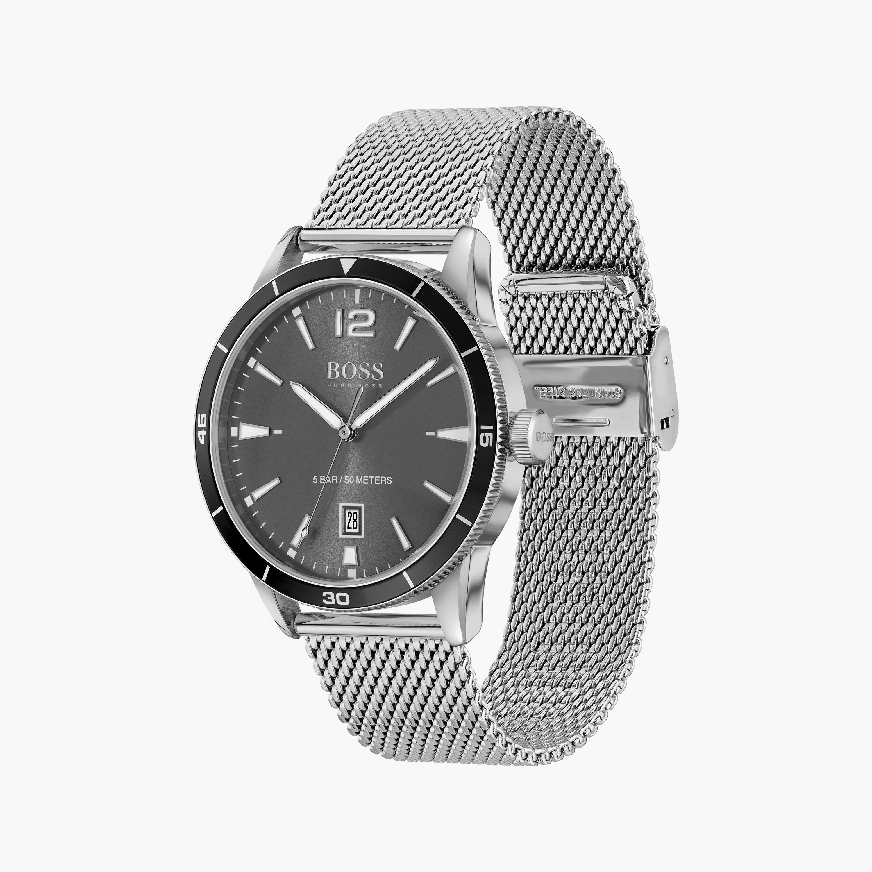 هوغو بوس- ساعة للرجال 42 ملم من الستانلس ستيل باللون الفضي | 1513900-men-watchesandjewellery-watches-image-2