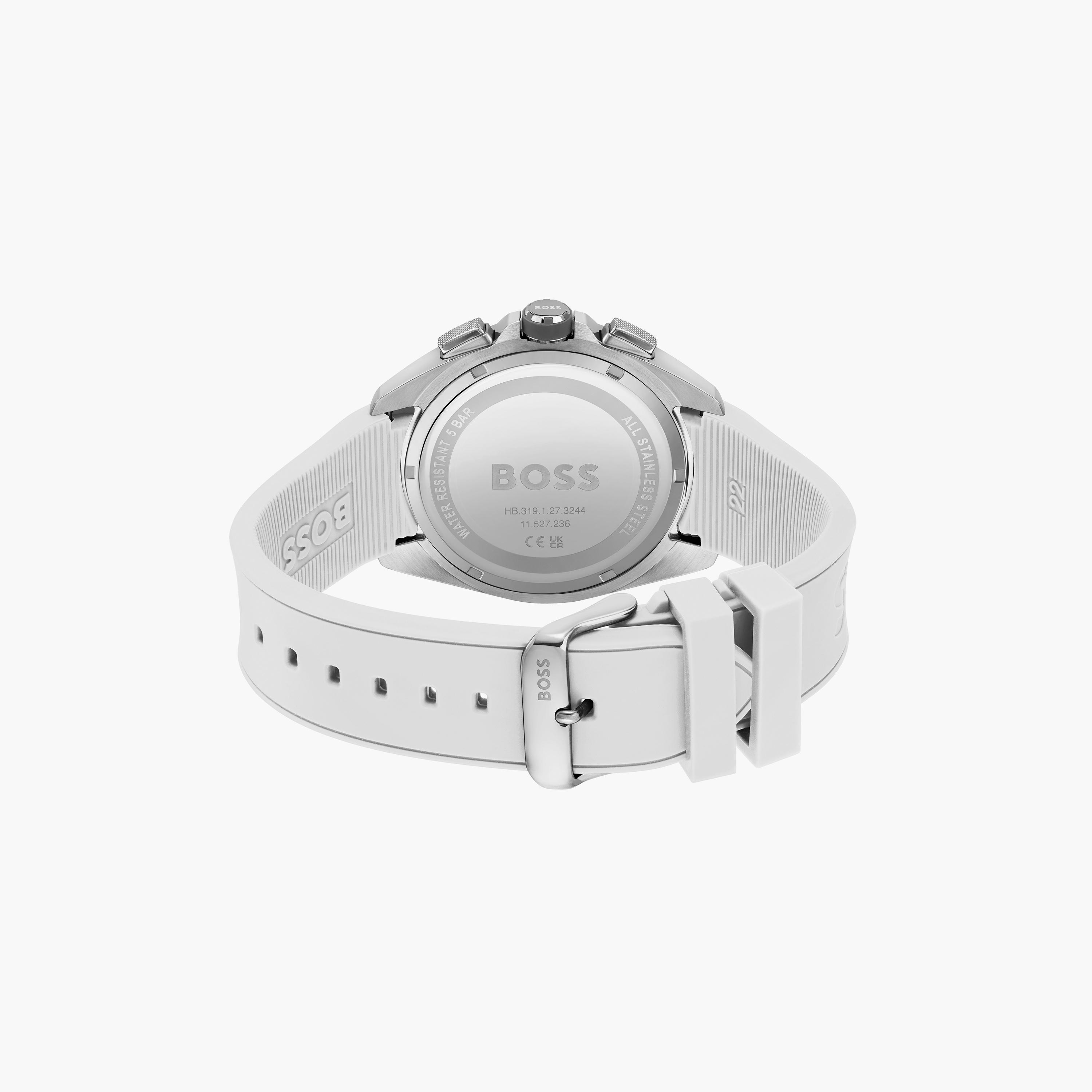 هوغو بوس- ساعة للرجال 44 ملم كرونوغراف بيضاء من السيليكون | 1513948-men-watchesandjewellery-watches-image-3