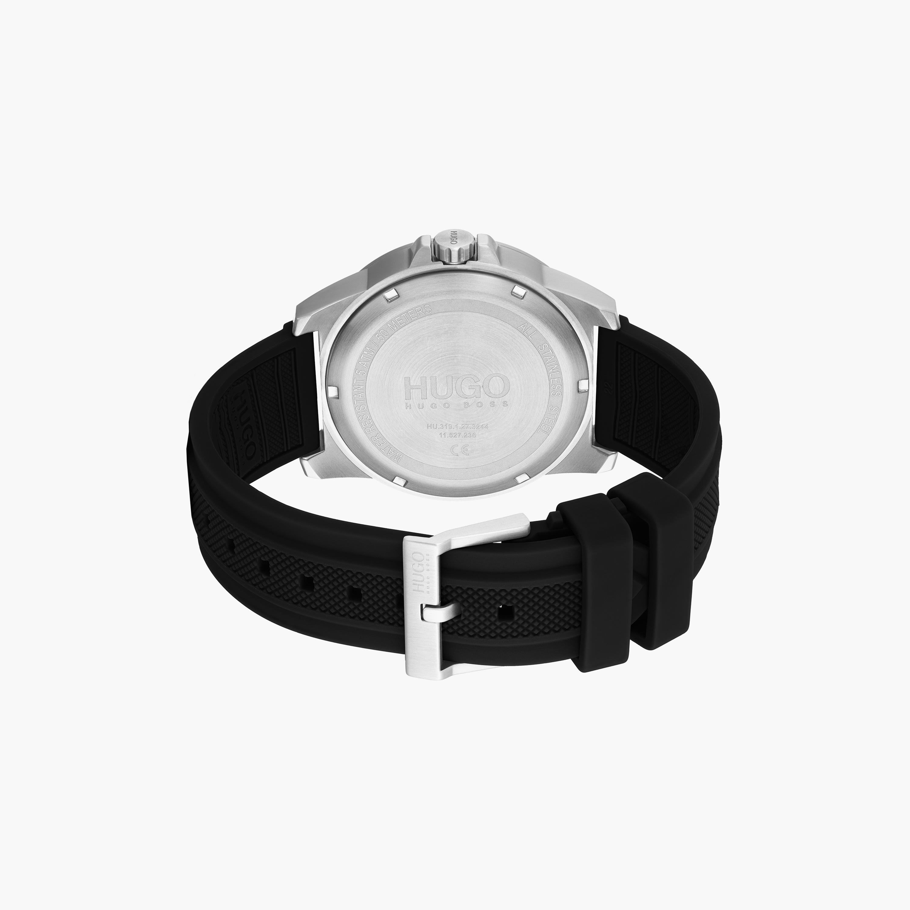 هوغو بوس- ساعة للرجال 44 ملم كرونوغراف سوداء من السيليكون | 1530129-men-watchesandjewellery-watches-image-3