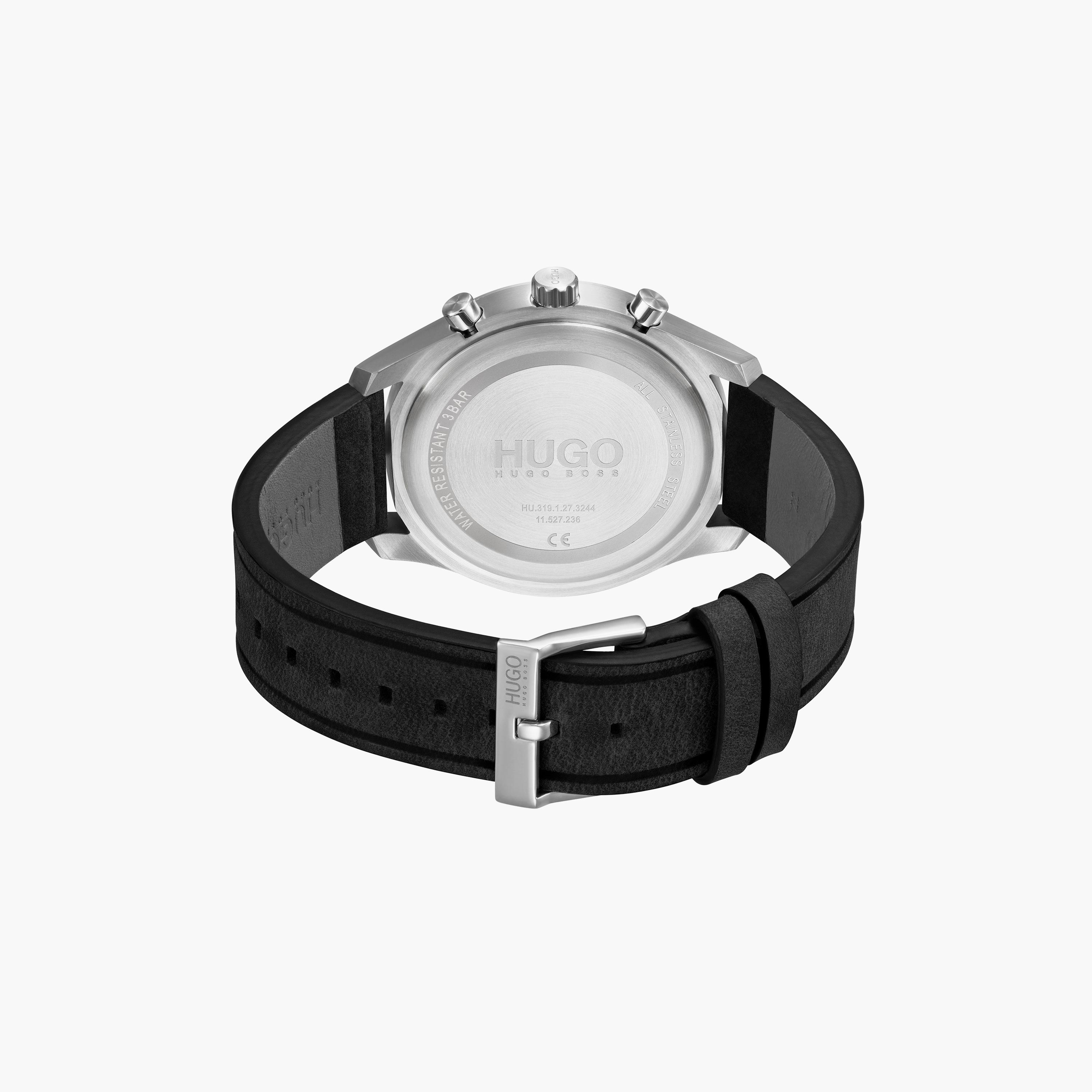 هوغو بوس- ساعة للرجال 46 ملم كرونوغراف سوداء من الجلد | 1530161-men-watchesandjewellery-watches-image-3