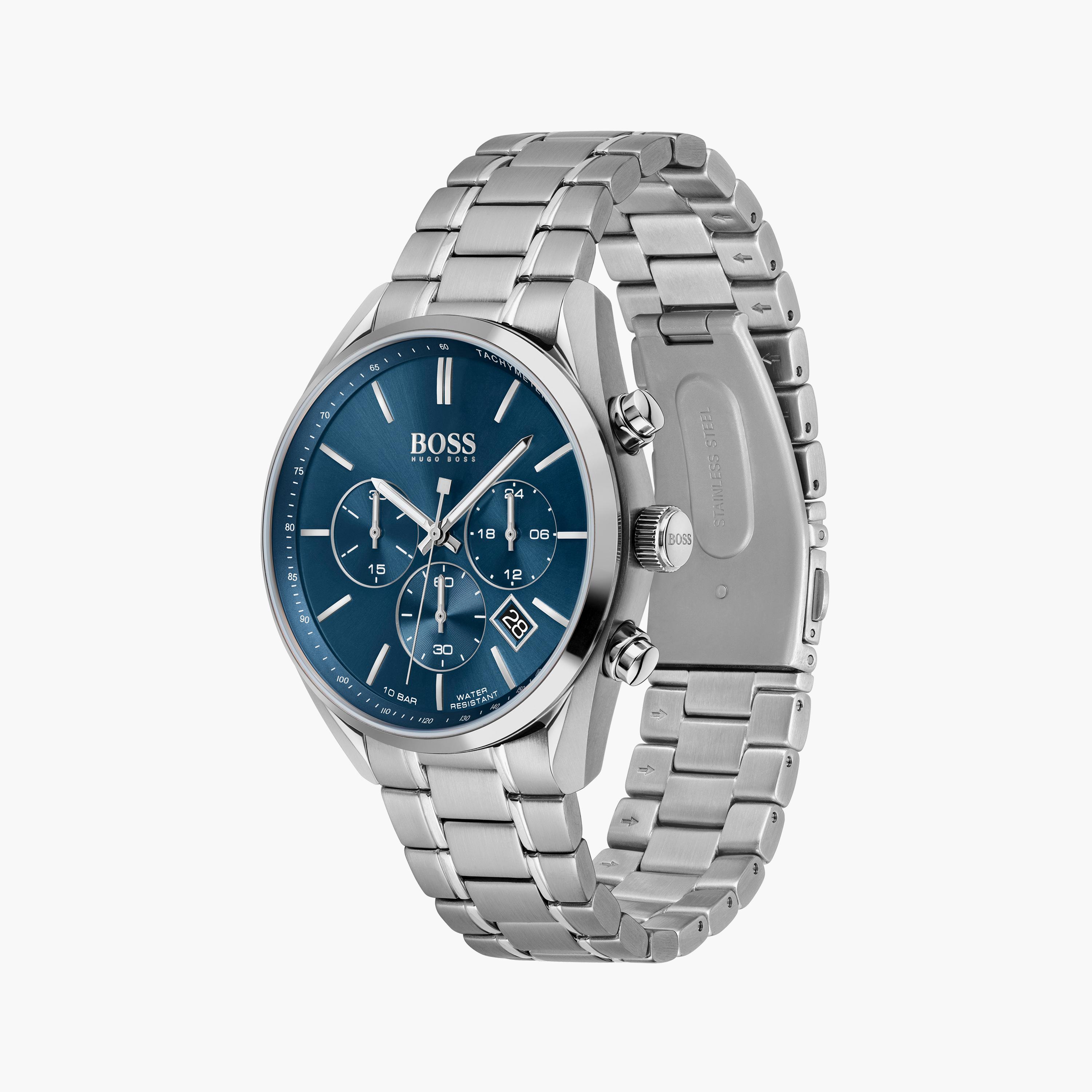هوغو بوس- ساعة للرجال 44 مم كرونوغراف فضية من الستانلس ستيل | 1513818-men-watchesandjewellery-watches-image-2