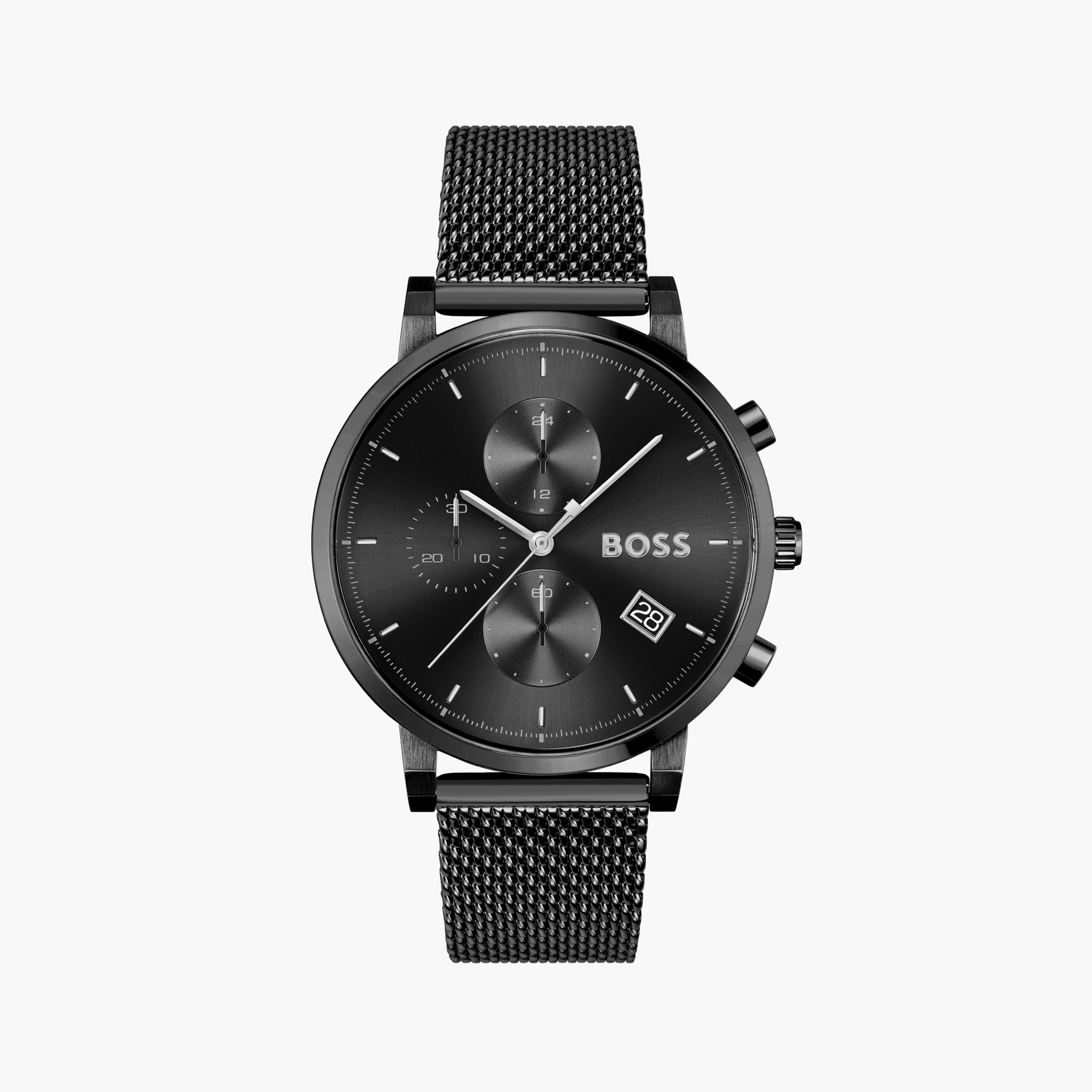 هوغو بوس- ساعة للرجال 43 ملم تناظرية من الستانلس ستيل باللون الأسود | 1513813-men-watchesandjewellery-watches-image-1