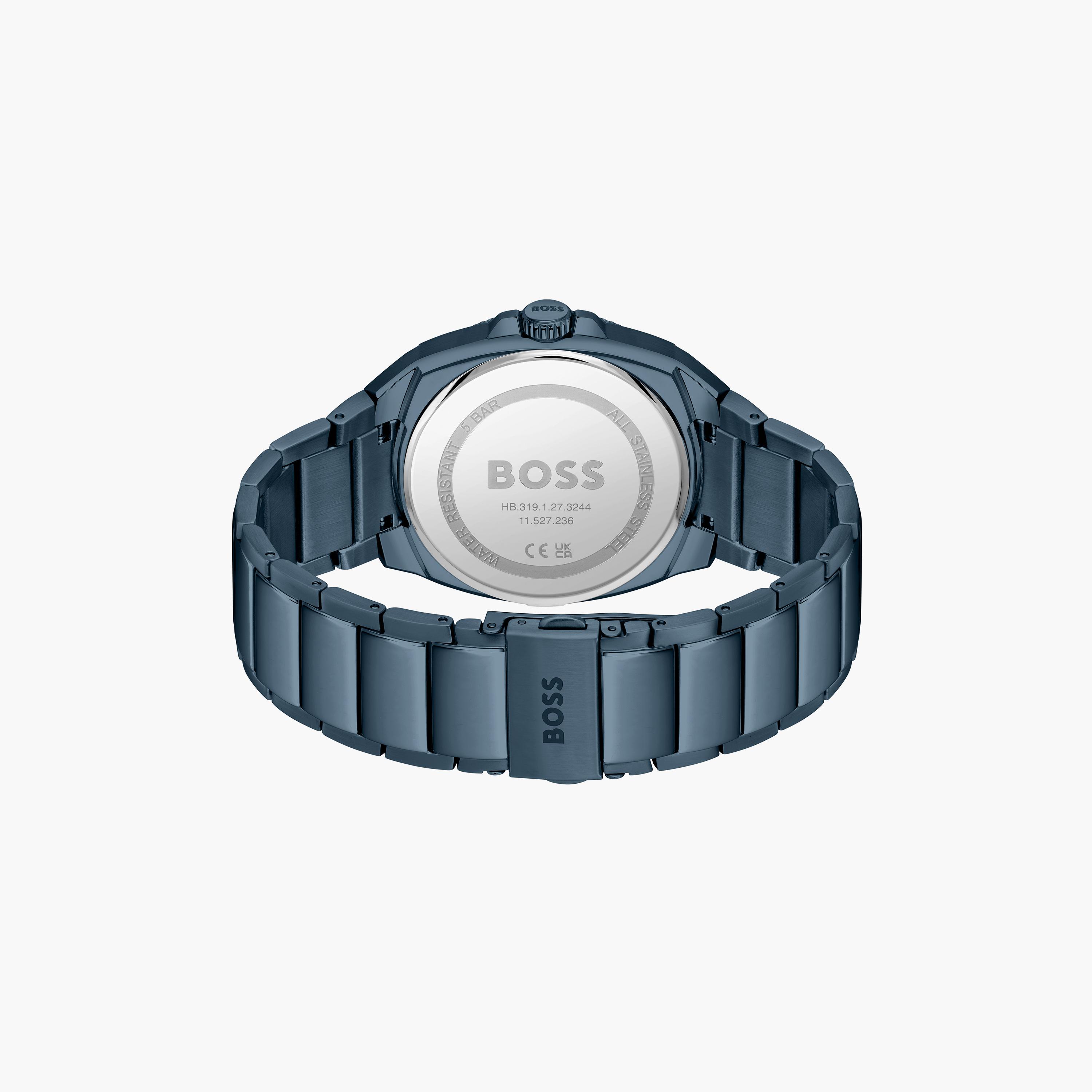 هوغو بوس- ساعة للرجال 41 ملم تناظرية من الستانلس ستيل باللون الأزرق | 1514138-men-watchesandjewellery-watches-image-3