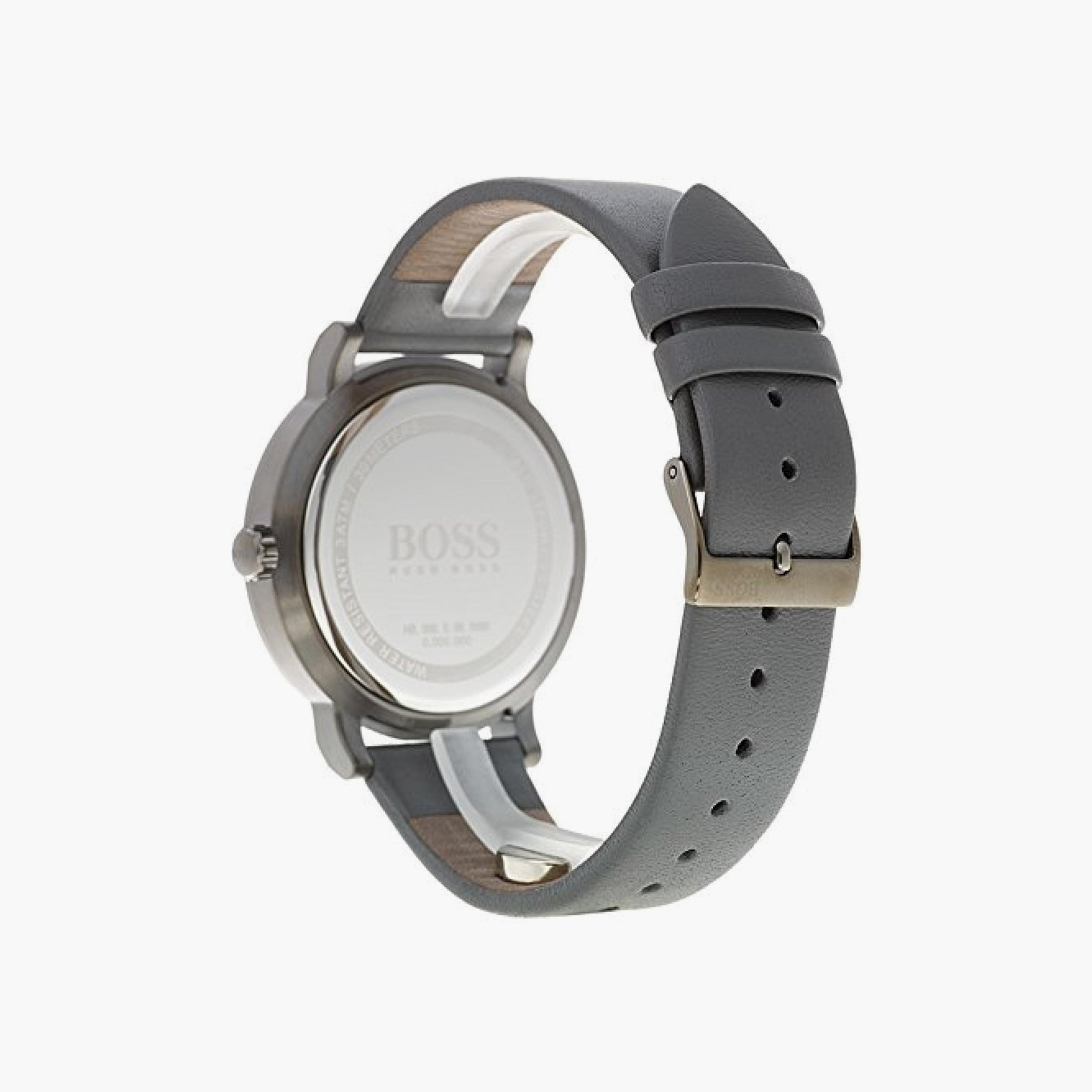 هوغو بوس- ساعة للرجال 42 ملم من الجلد باللون الرمادي | 1513595-men-watchesandjewellery-watches-image-2