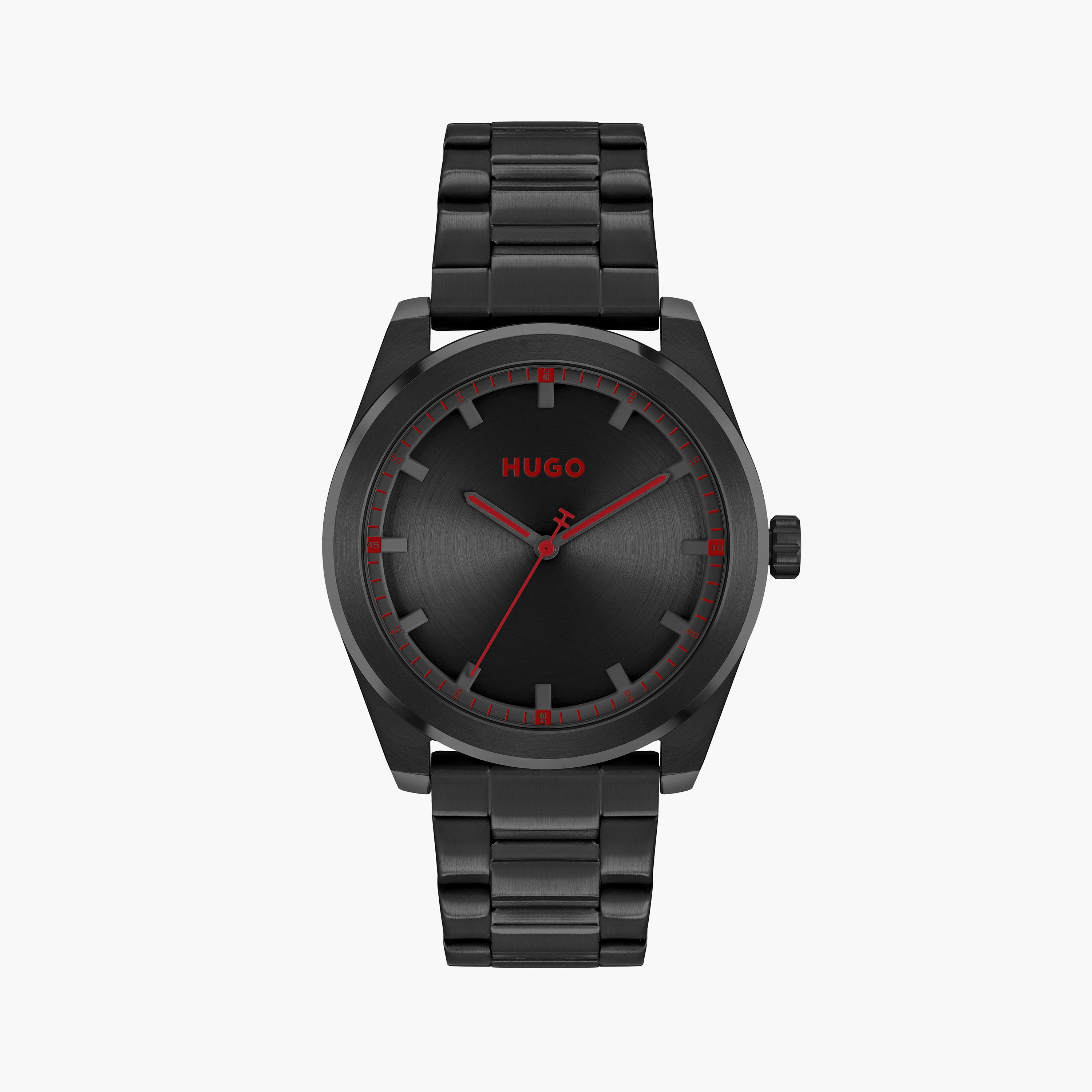 هوغو بوس- ساعة للرجال 42 ملم تناظرية من الستانلس ستيل باللون الأسود | 1530353-men-watchesandjewellery-watches-image-1