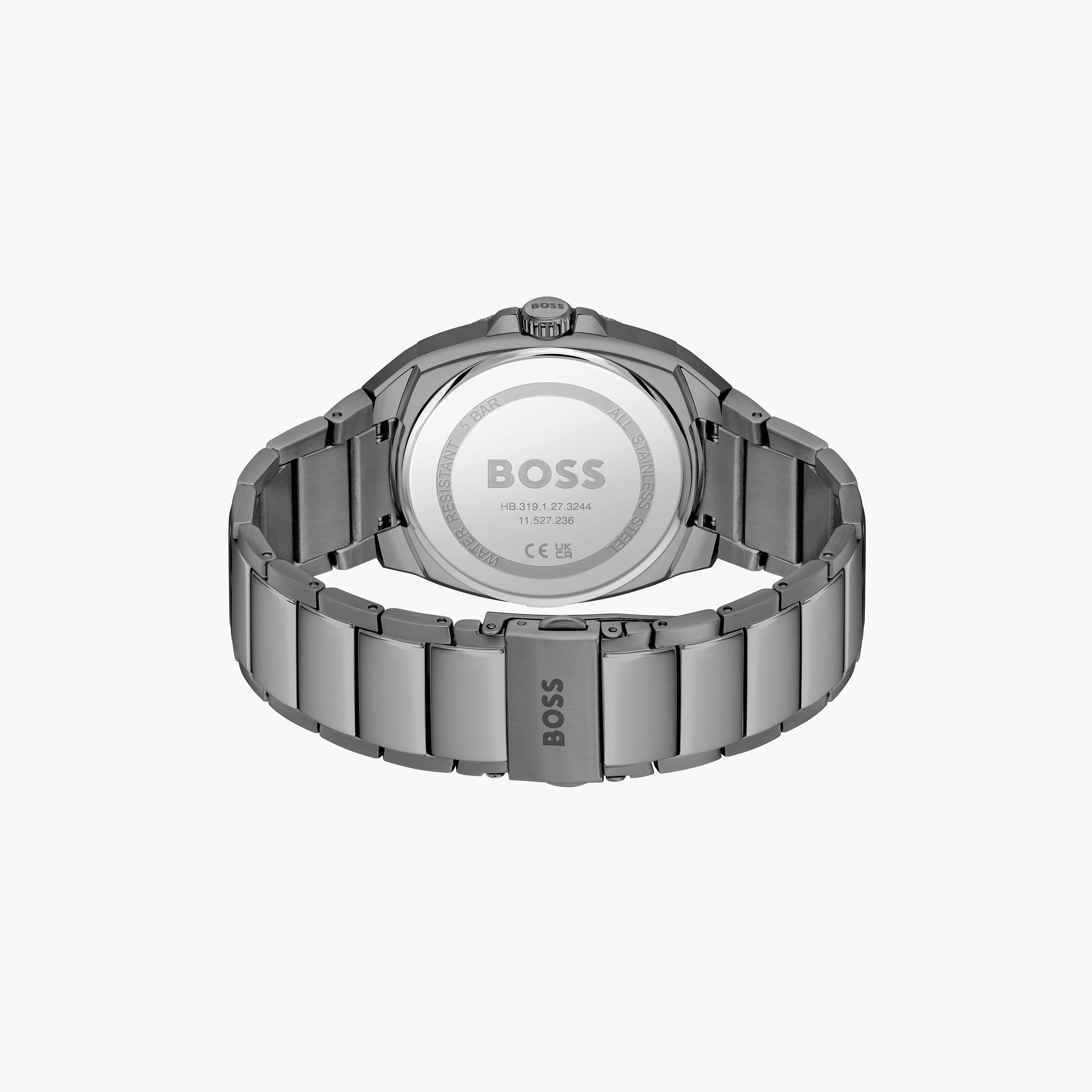 هوغو بوس- ساعة للرجال 41 ملم تناظرية من الستانلس ستيل باللون الرمادي | 1514137-men-watchesandjewellery-watches-image-3